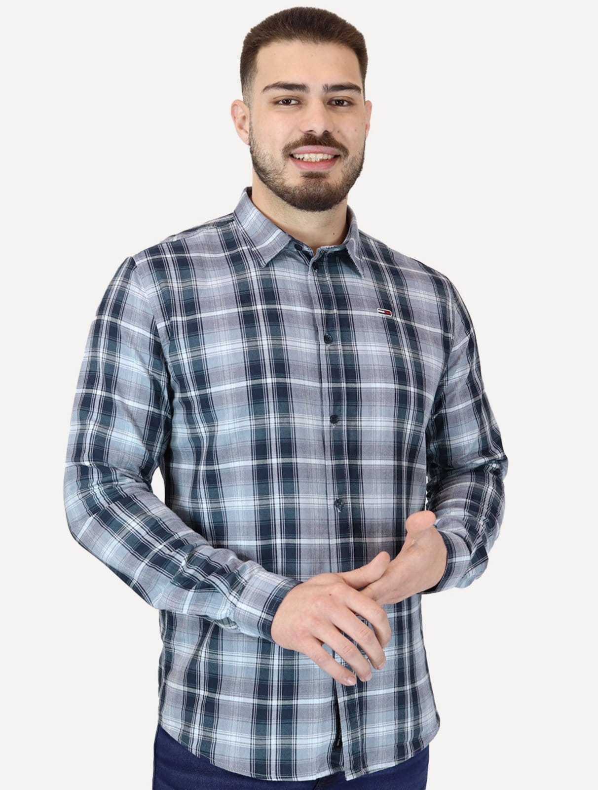 Camisa Tommy Jeans Masculina Regular Poplin Xadrez Check