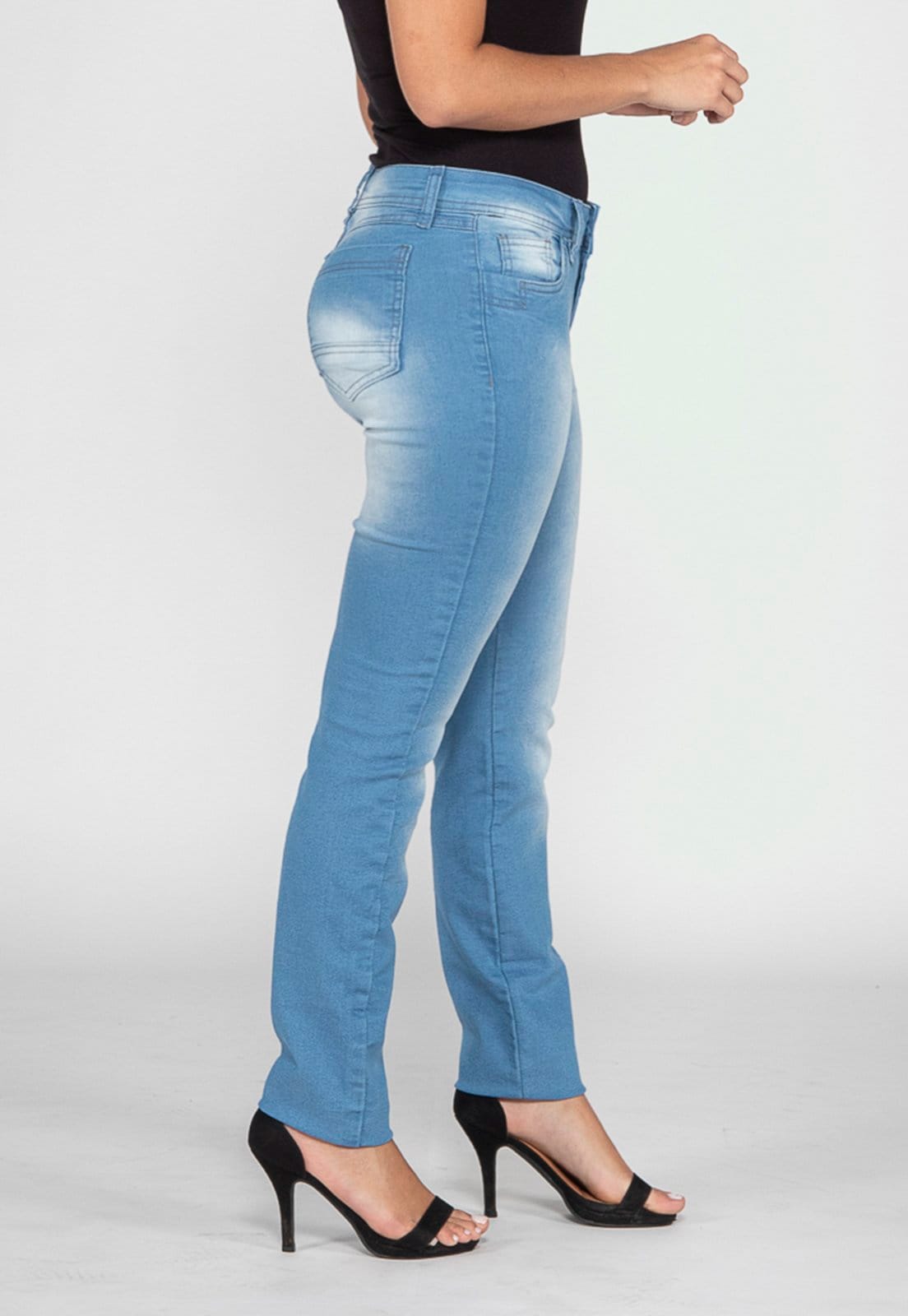 Vista 2 Calça Jeans Feminina Skinny Cintura Alta Macaw azul