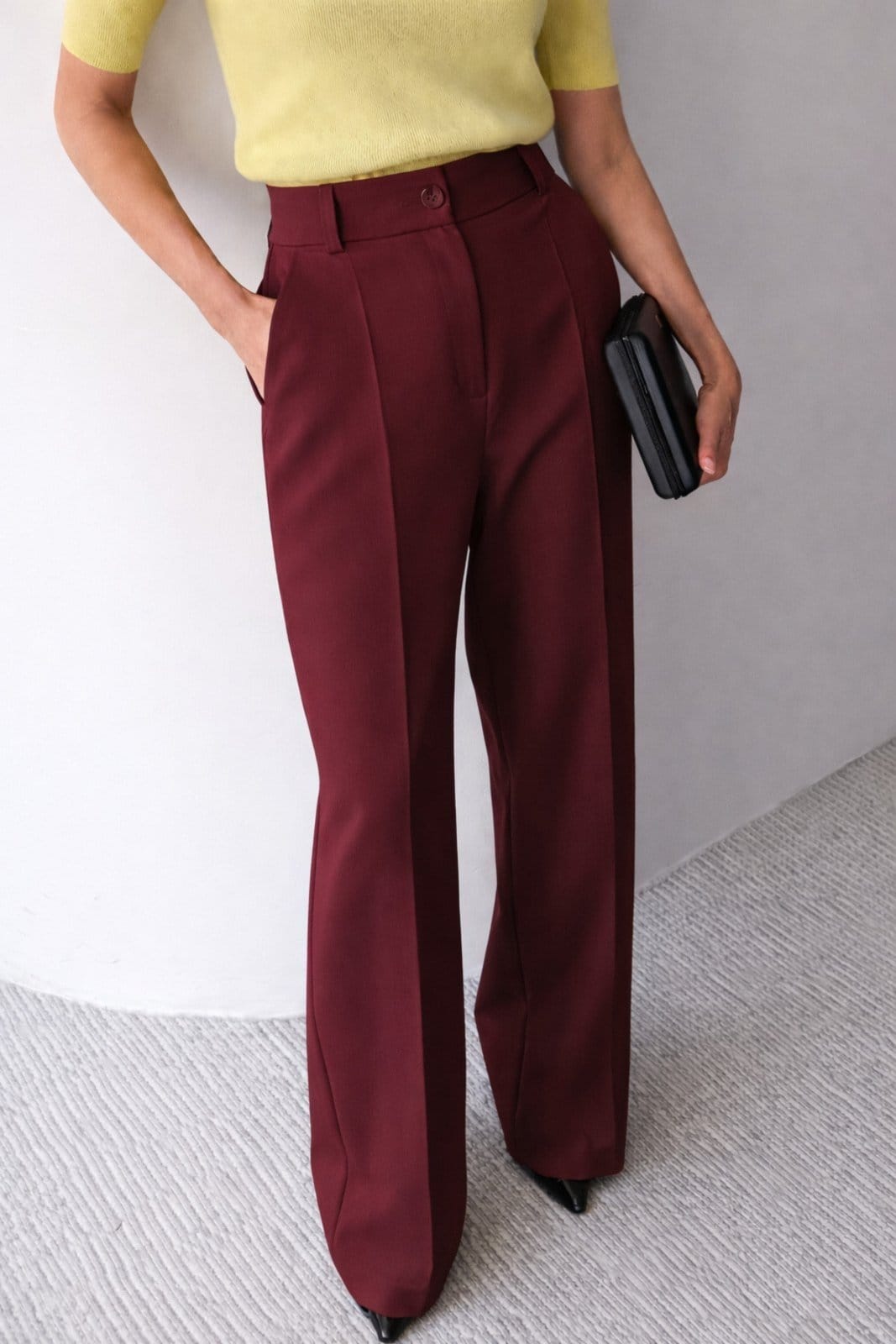 Calça Wide Leg Pantalona Alfaiataria Feminina Dra Maia Marsala