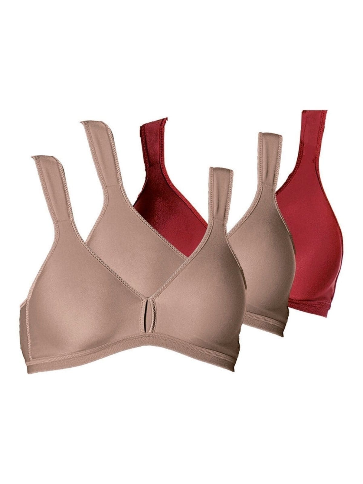 Vista principal Kit com 3 Sutiãs sem Aro e sem Bojo Olimpo Conforto Demillus 61004 Demillus vermelho