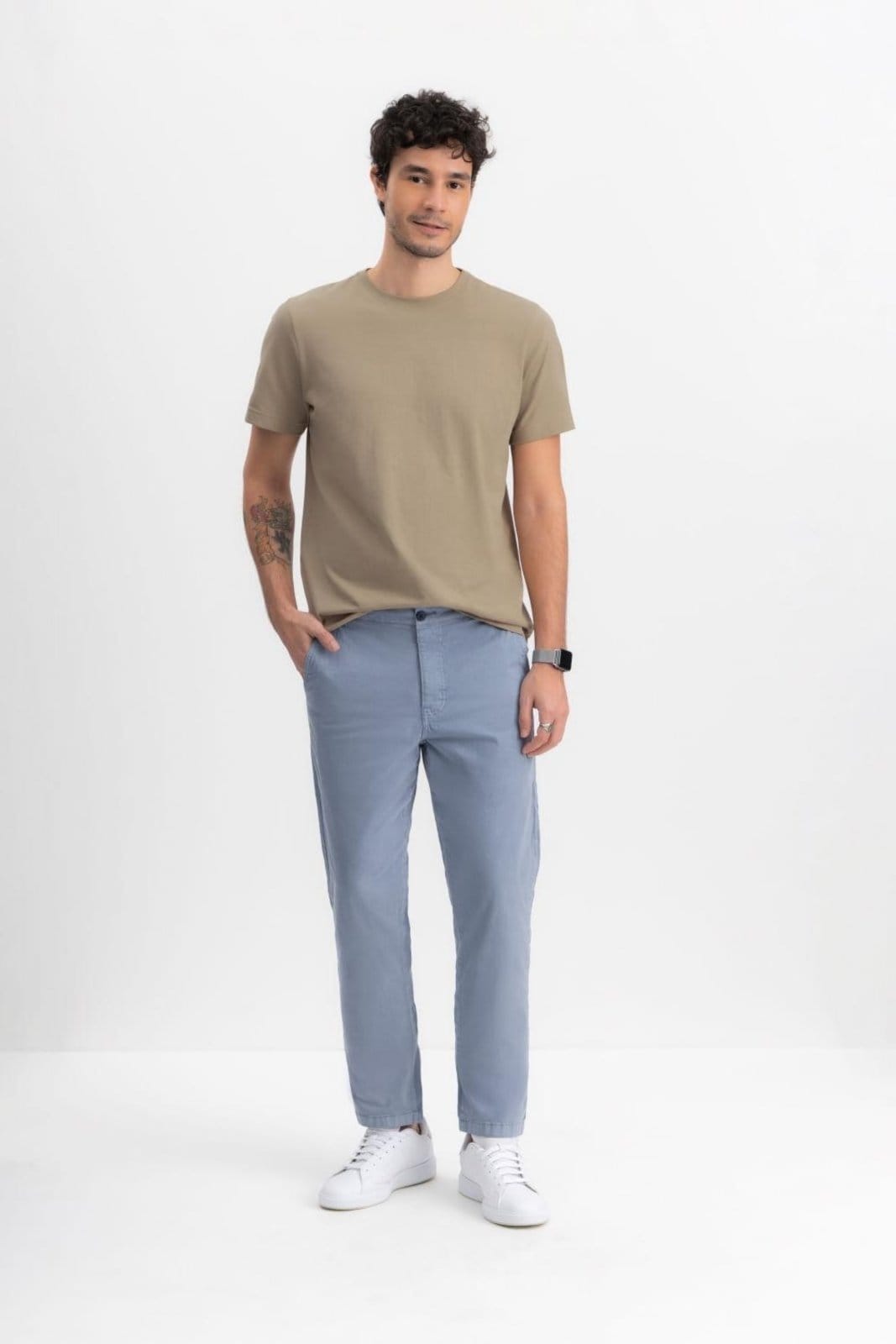 Vista principal Calça Masculina Em Sarja Essendi Escuro Essendi azul