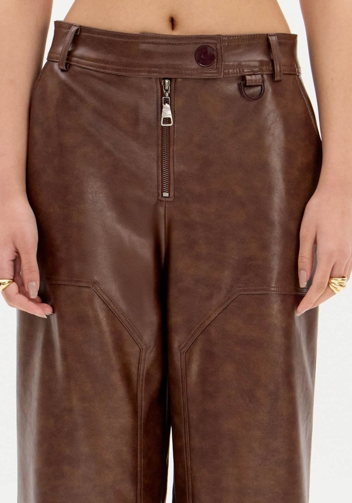 Vista 2 Calça Wide Leg Com Recortes My Favorite Things marrom