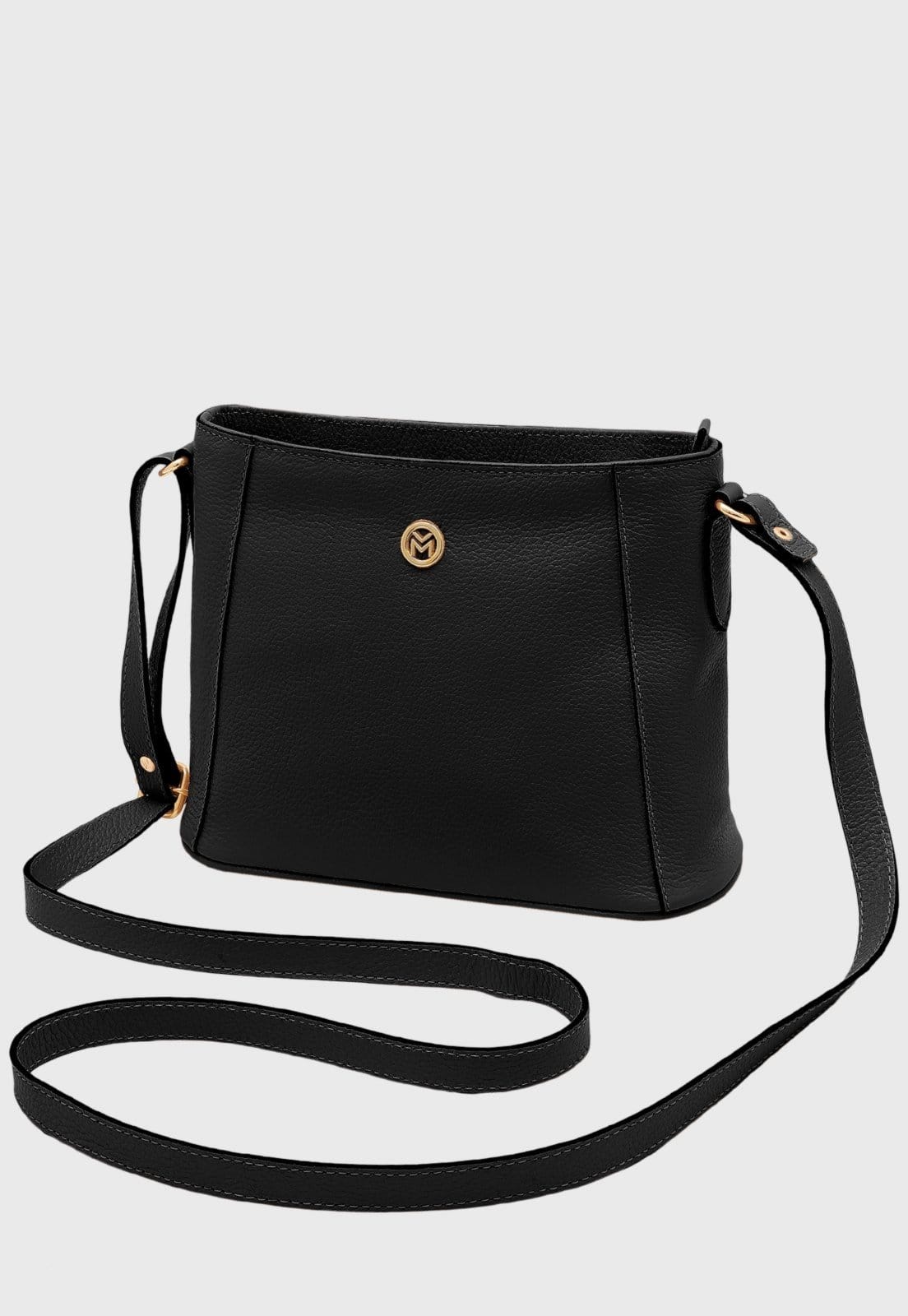 Vista principal Bolsa Transversal Couro Mariart Mini Jasmim Preta Mariart preto