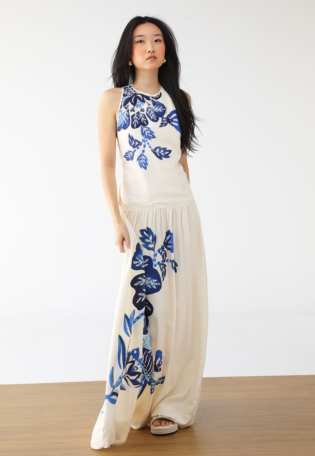 Vestido FARM Longo Paraiso Off-White