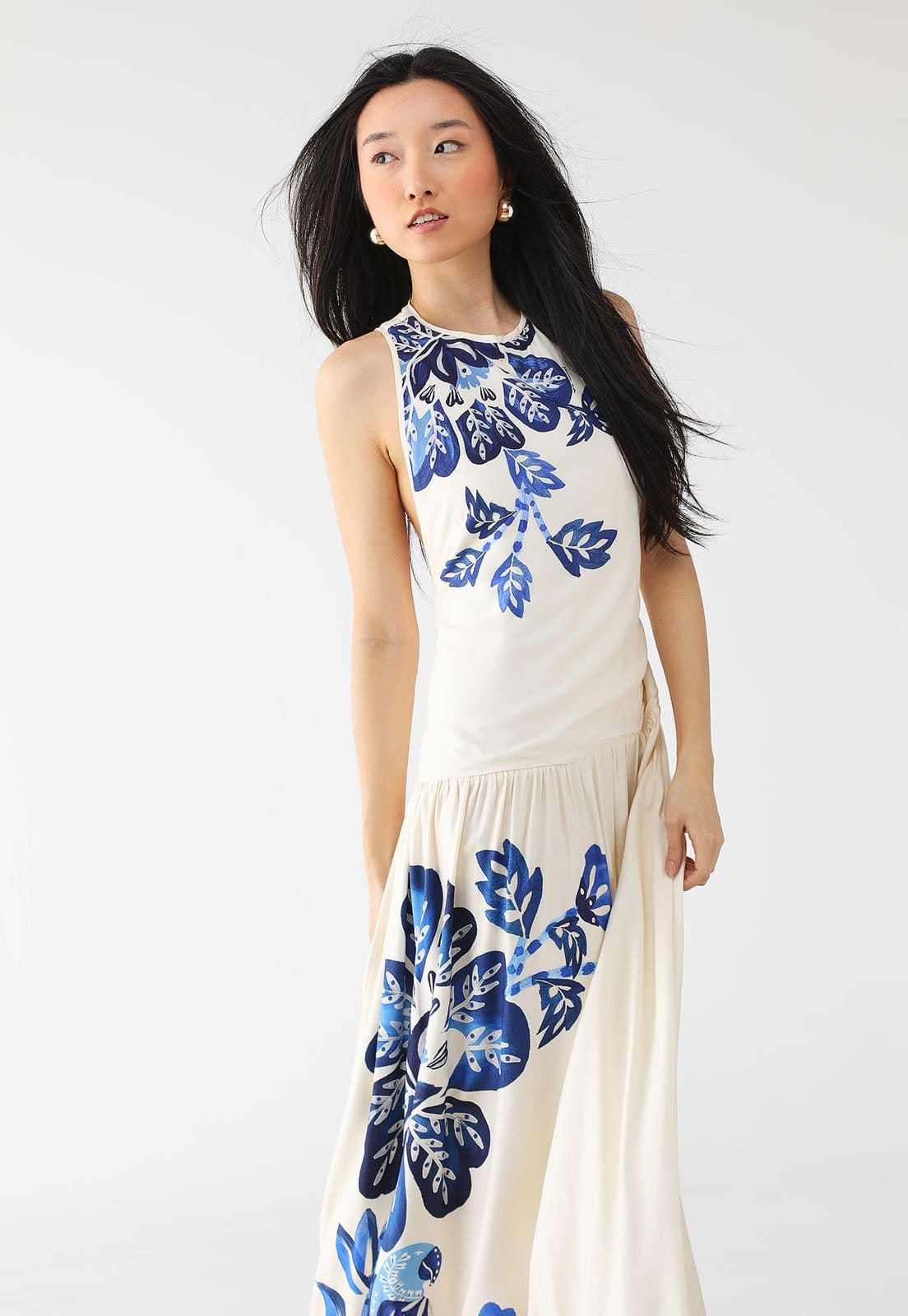 Vista 2 Vestido FARM Longo Paraiso Off-White FARM off-white white