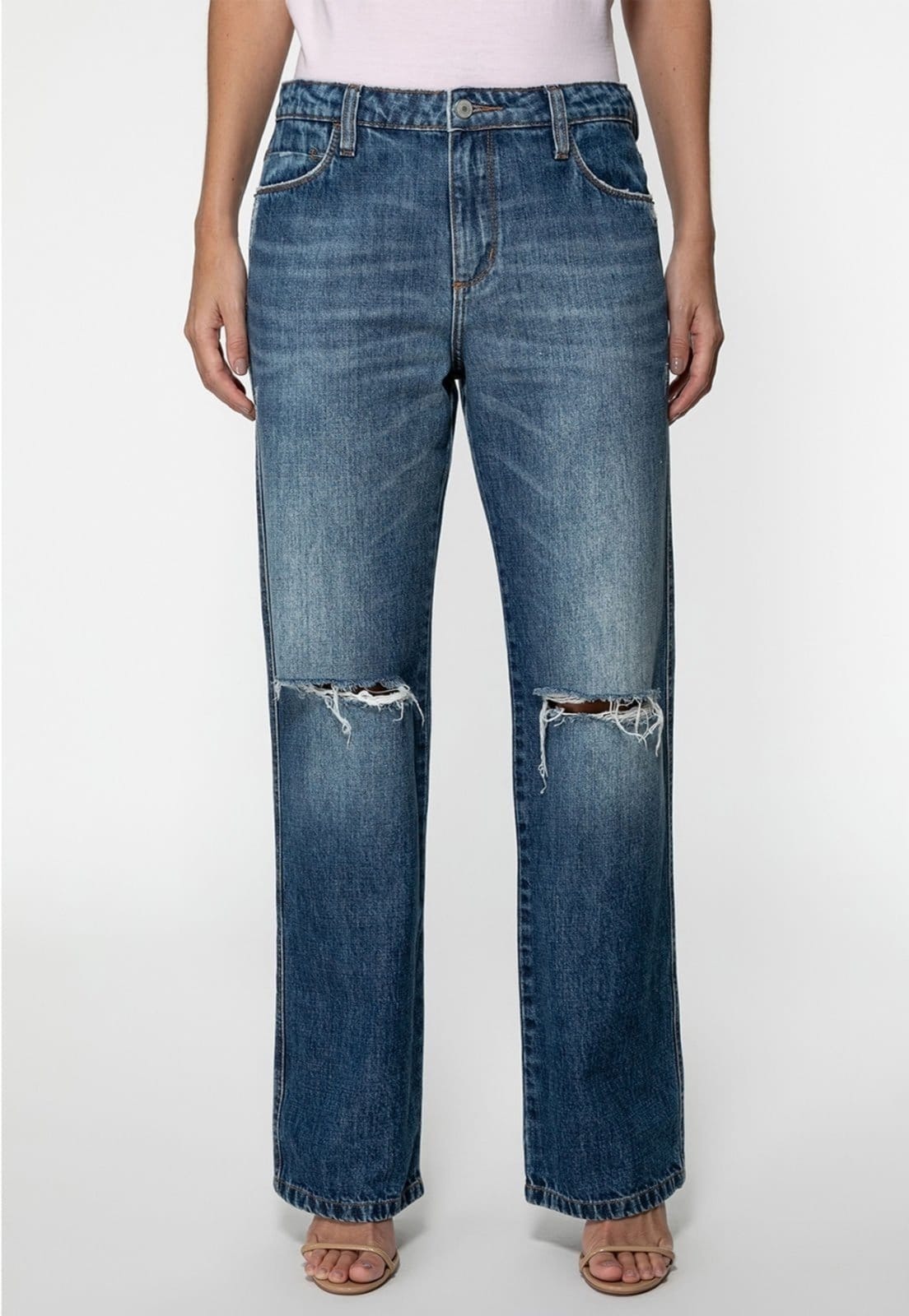 Calça Guess Jeans Straight Leg Rasgos