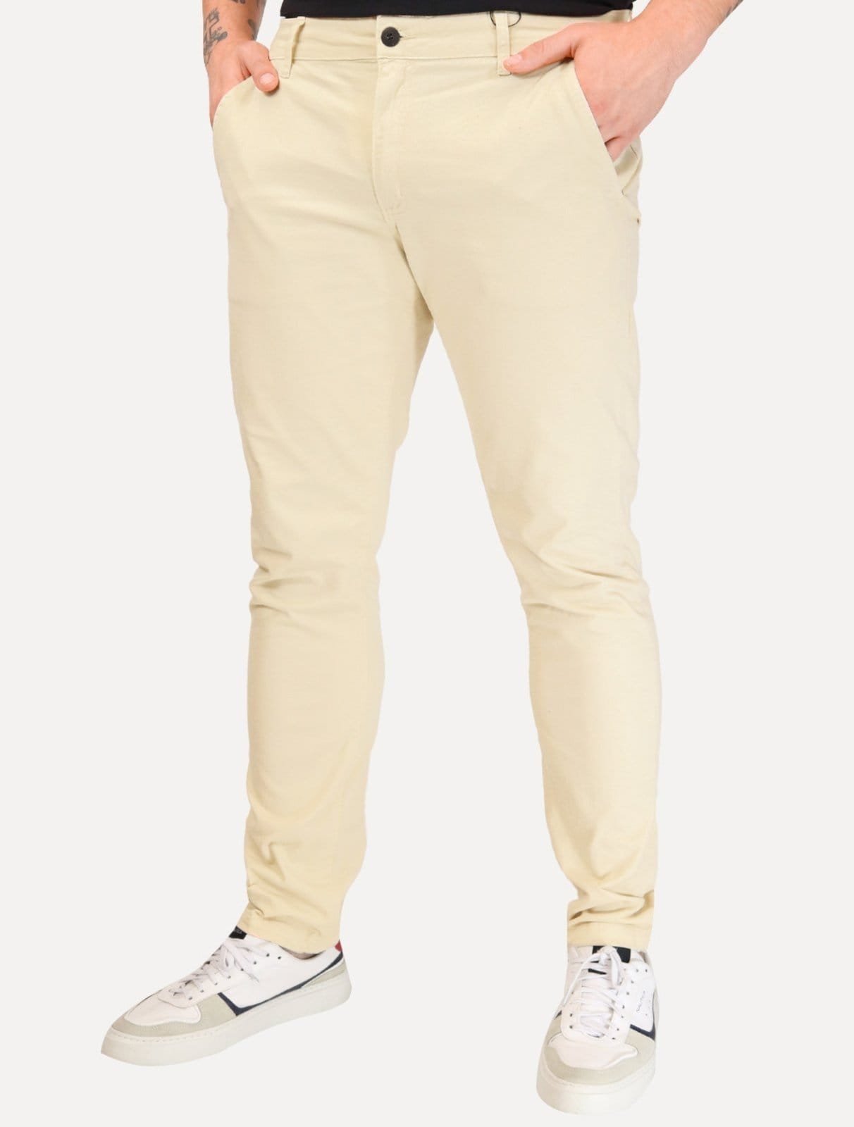 Calça Aramis Masculina Chino Slim Maquinetada Areia