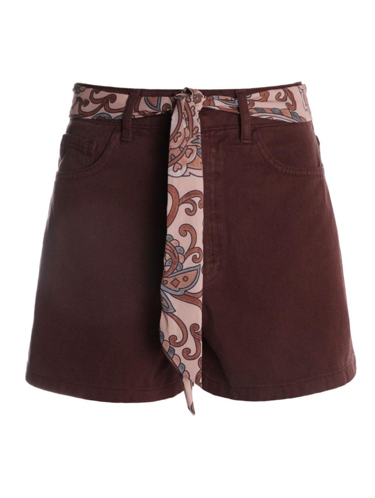 Vista 2 Short Sarja Com Lenço Autentique Feminino Autentique marrom