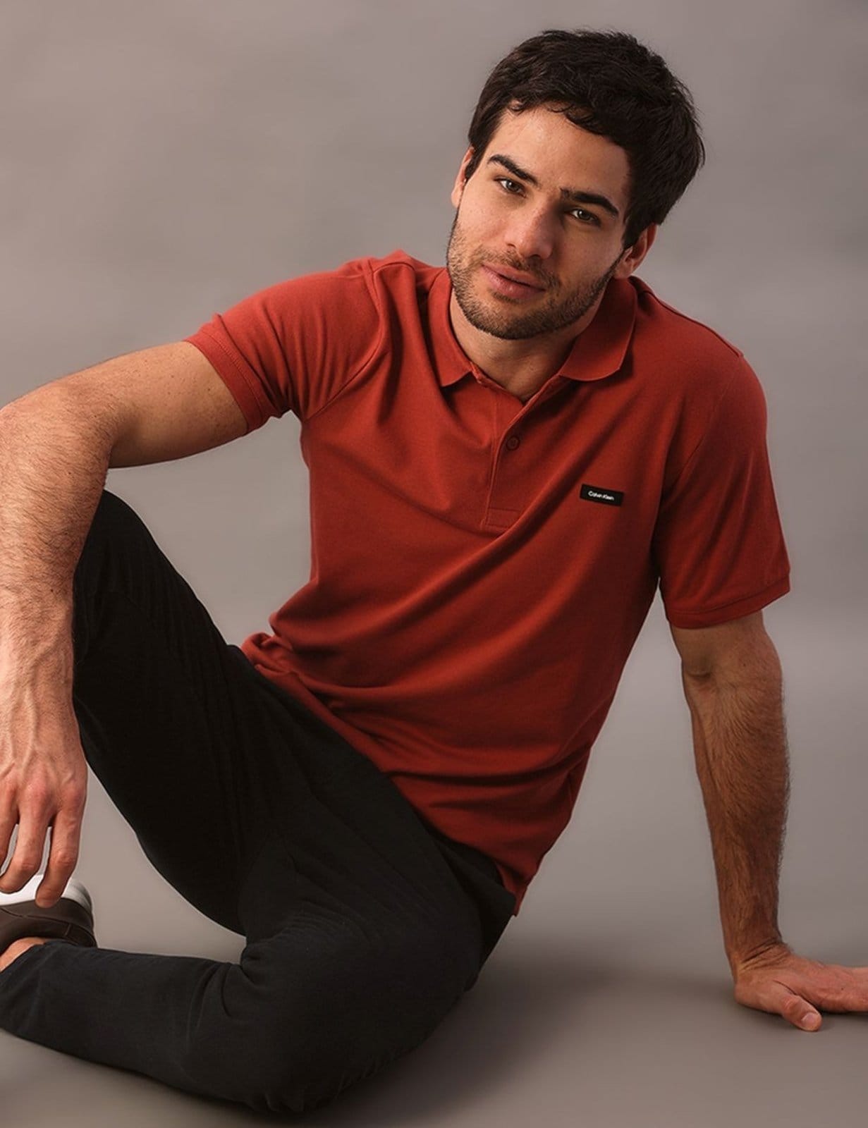 Polo Masculina Slim Piquet Calvin Klein Escuro