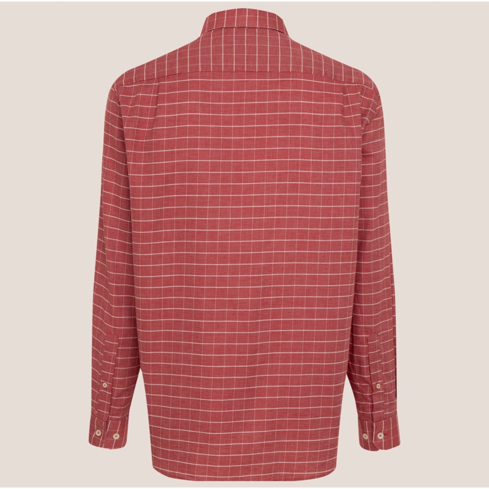 Vista 2 Camisa Dudalina Comfort Oxford Xadre Ve26 Masculino Dudalina vermelho