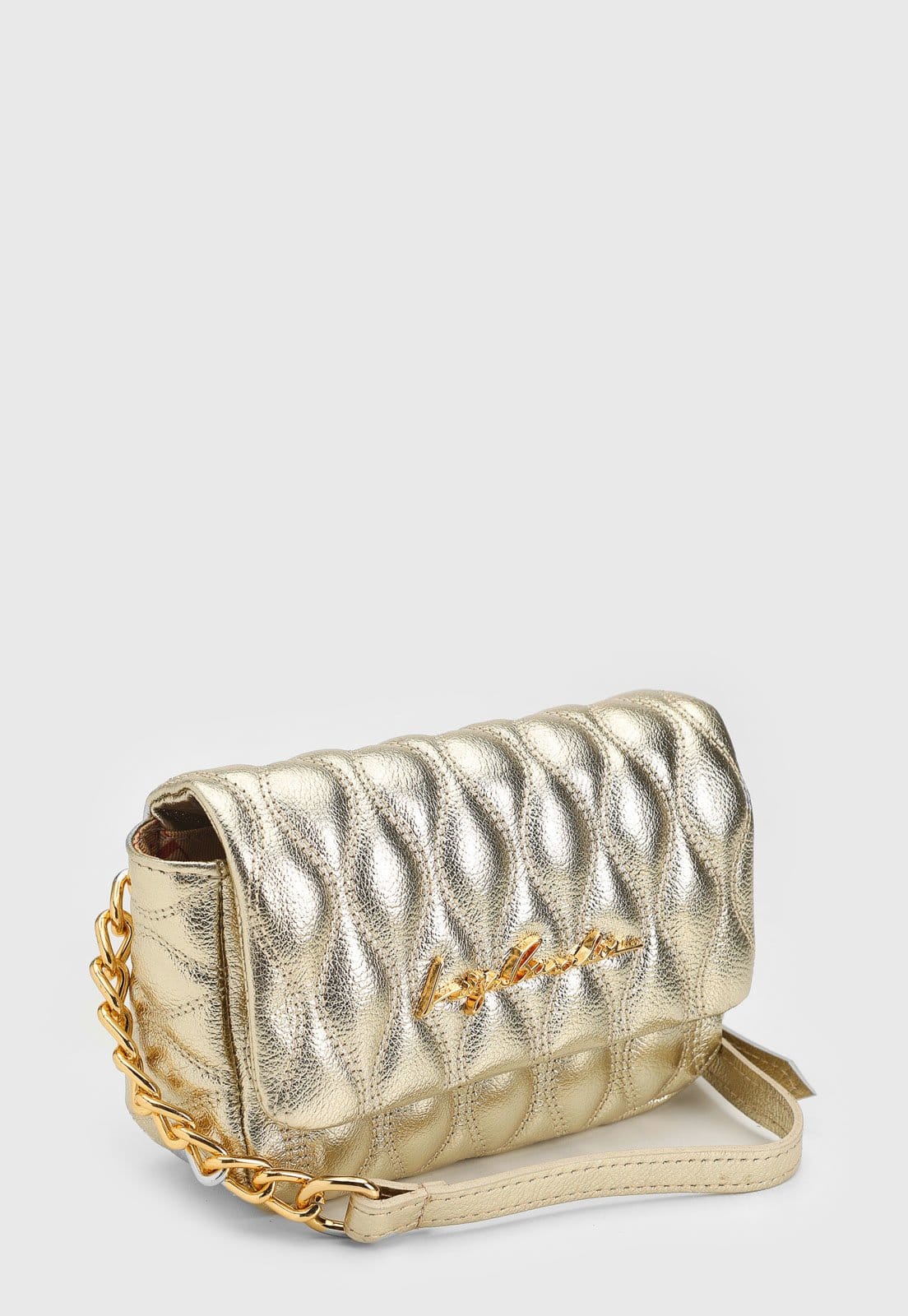 Vista 2 Bolsa Tiracolo Luiza Barcelos Metalizado Dourada Luiza Barcelos dourado