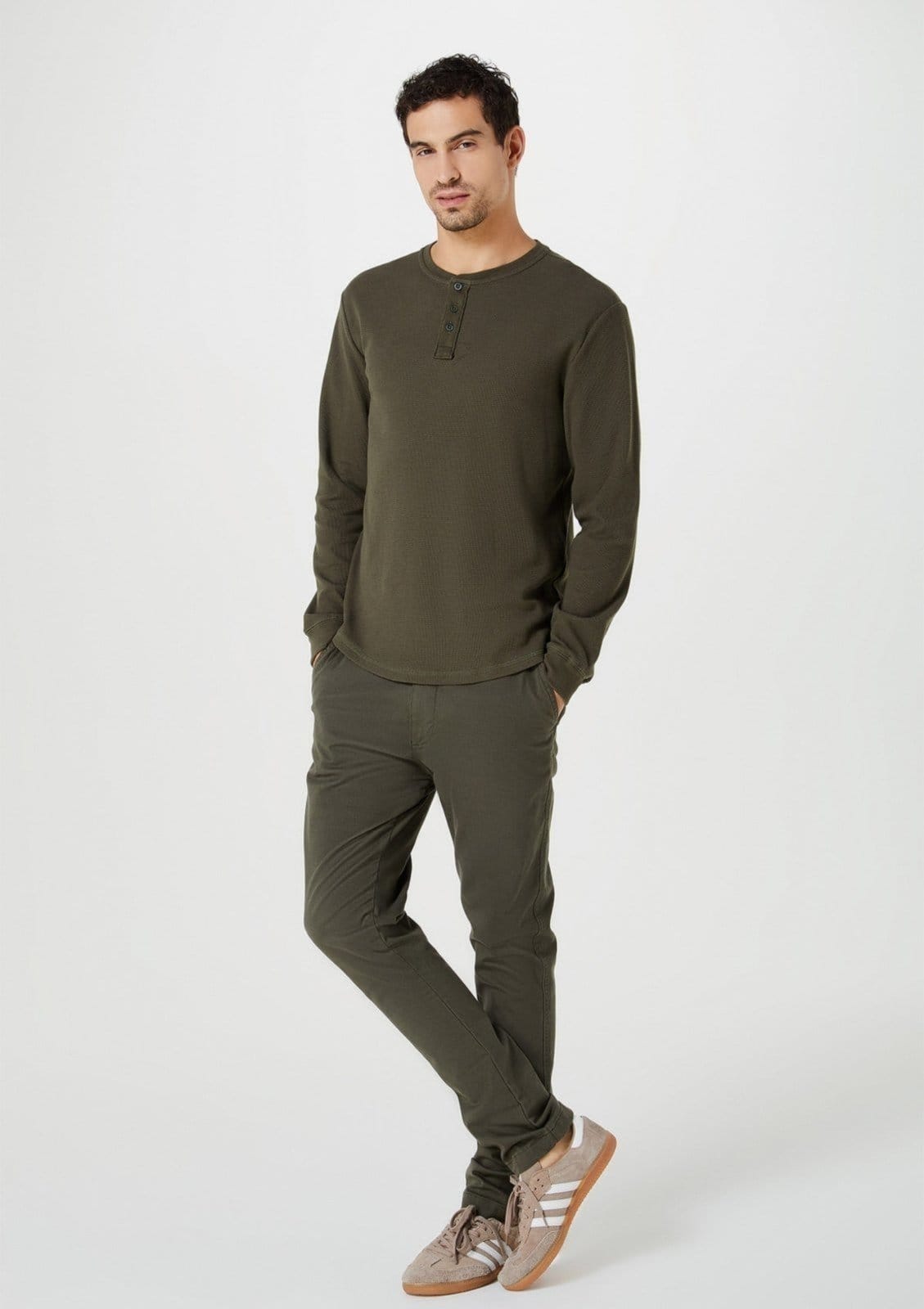 Vista principal Calça Em Sarja Masculina Chino Hering verde