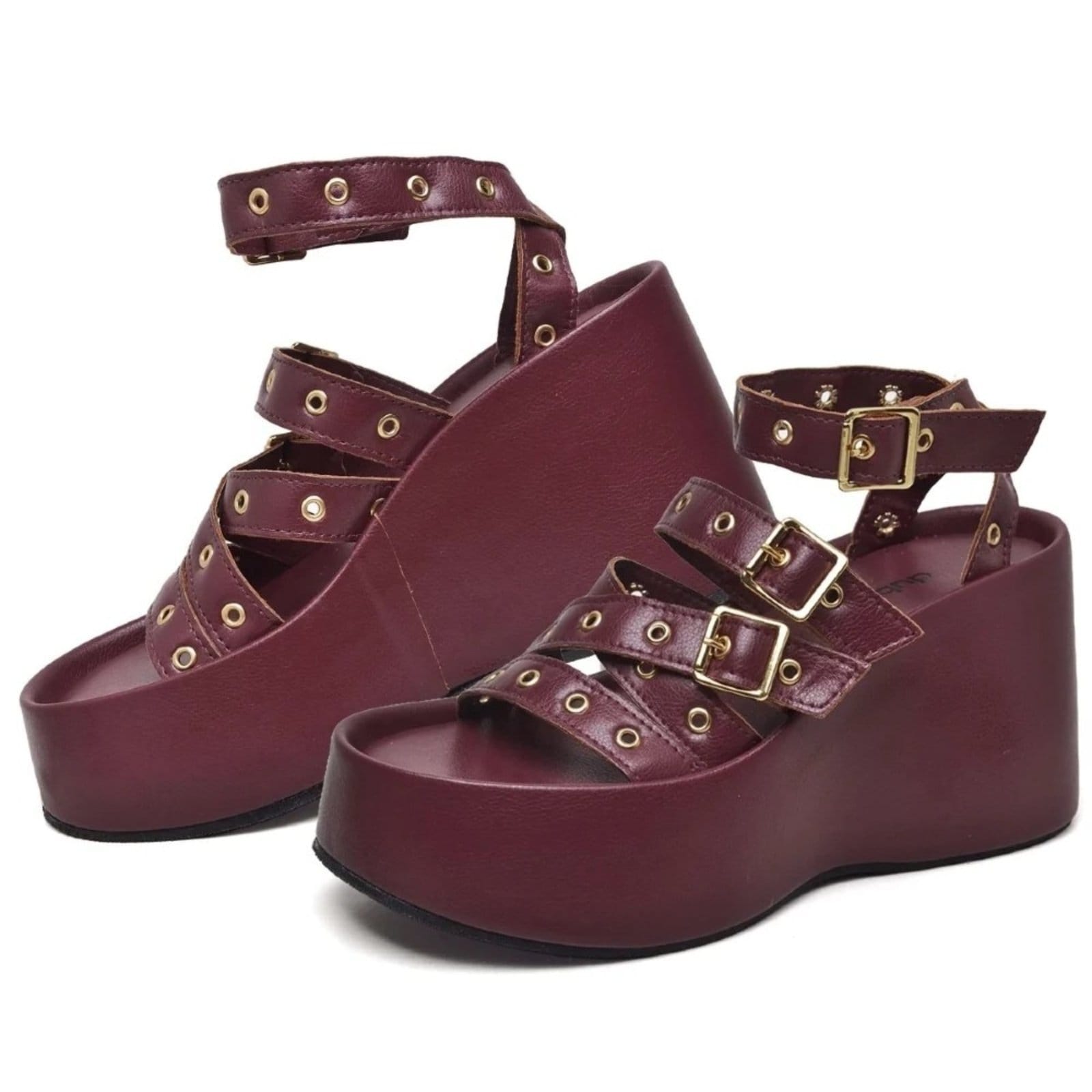 Vista 2 Tamanco Sandália Plataforma Feminino DUBUY 2102FG DUBUY vinho