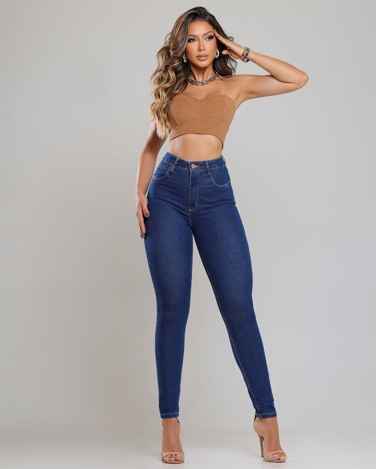 Calça Skinny Hot Feminina Cintura Alta 00510 Escura