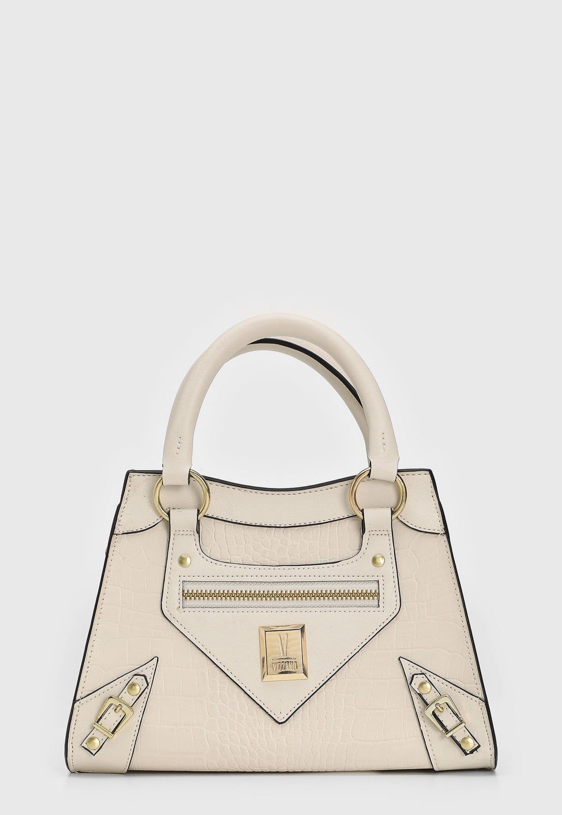 Bolsa Média Feminina Vizzano Croco Off-White