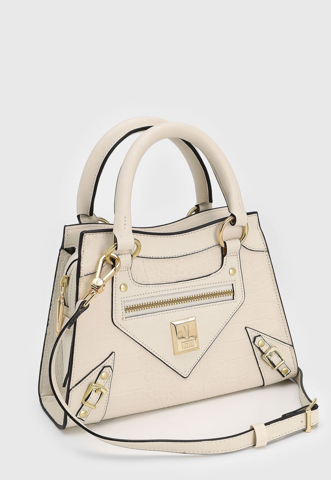 Vista 2 Bolsa Média Feminina Vizzano Croco Off-White VIZZANO off-white white