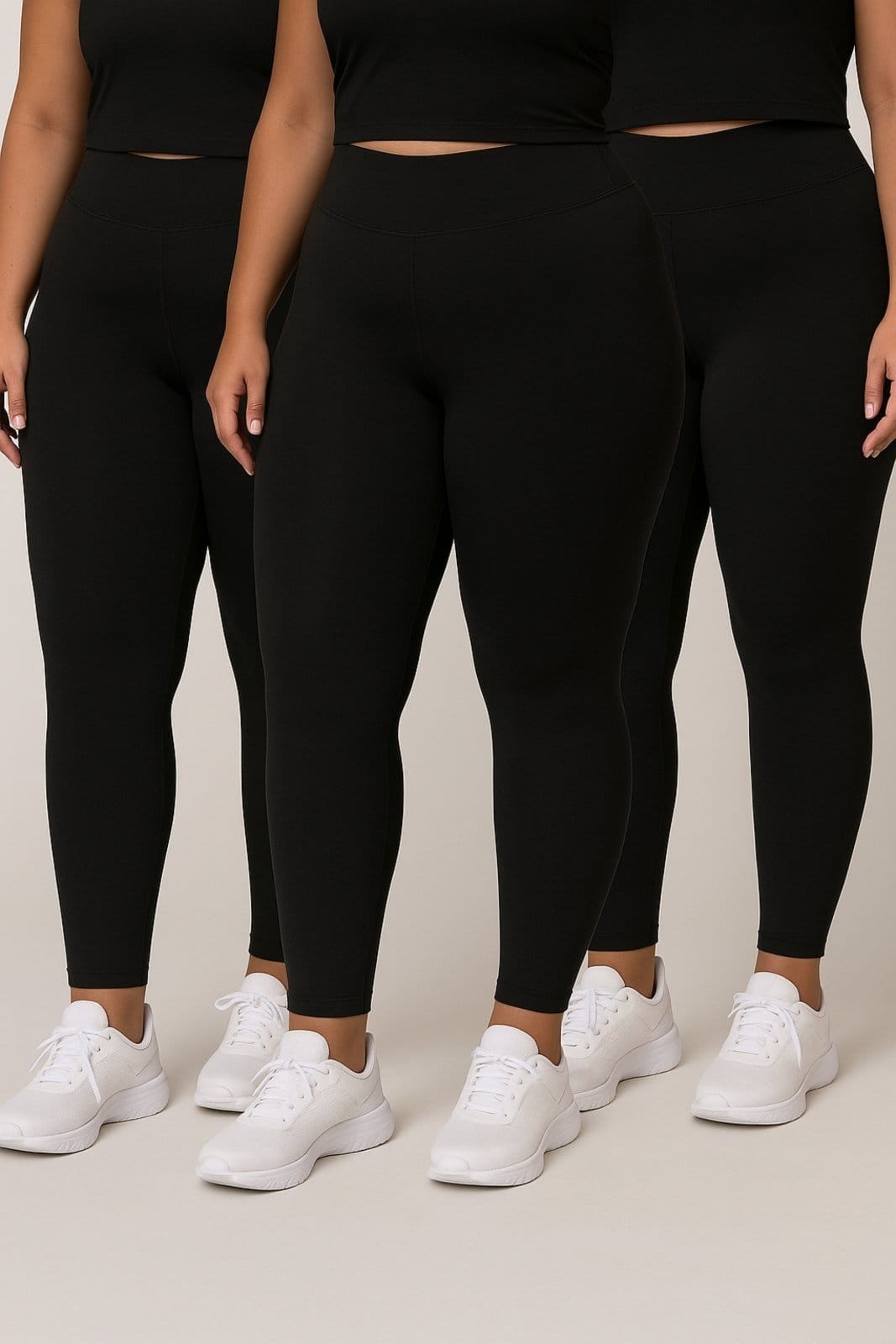 Vista principal Kit Com 3 Calça Leggings Plus Size D Bell Outlet Fashion Cós Alto D BELL OUTLET FASHION preto