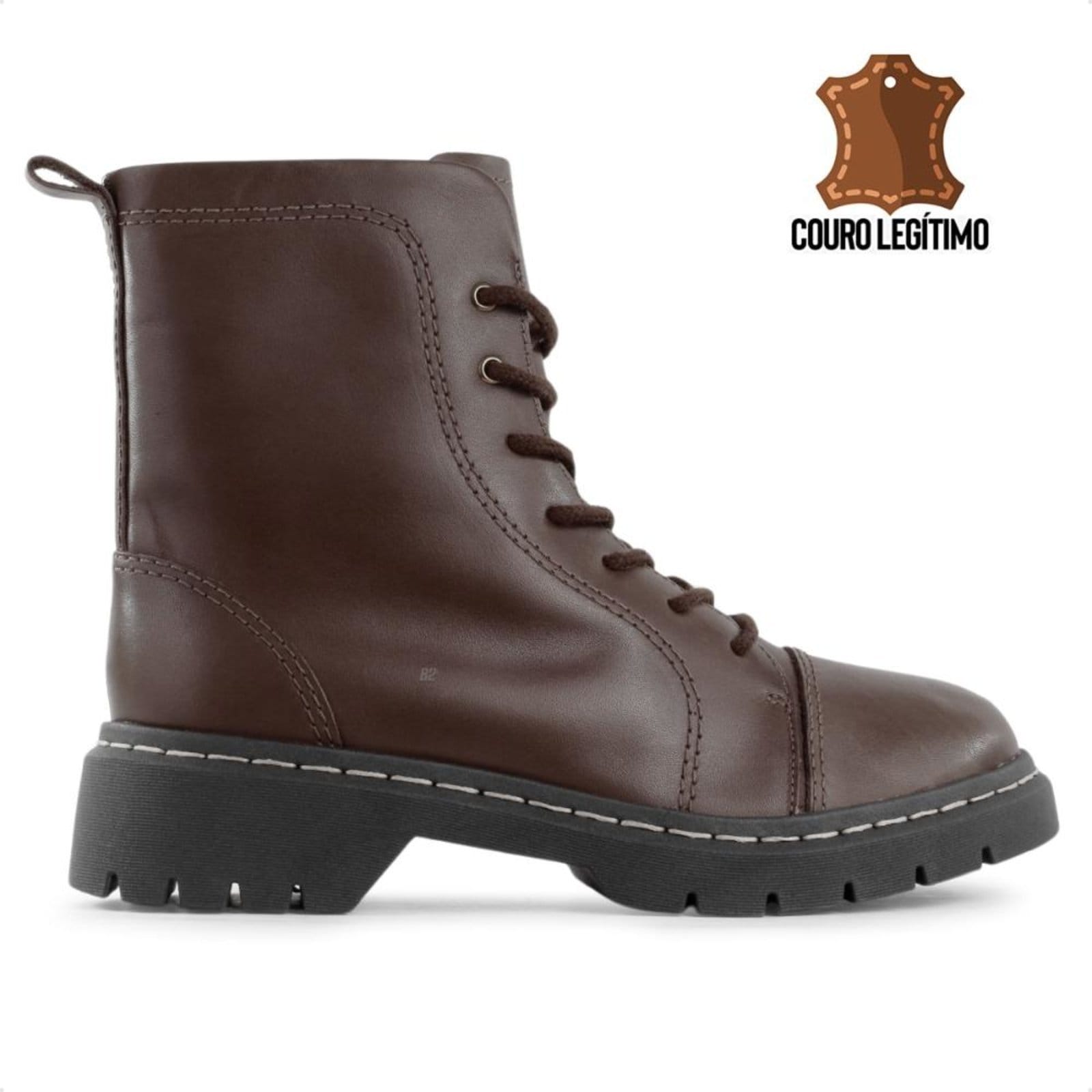 Bota Coturno Usaflex Salto Plataforma Costura Enfeite Feminino