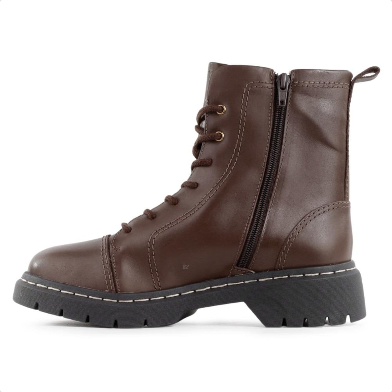 Vista 2 Bota Coturno Usaflex Salto Plataforma Costura Enfeite Feminino Usaflex marrom