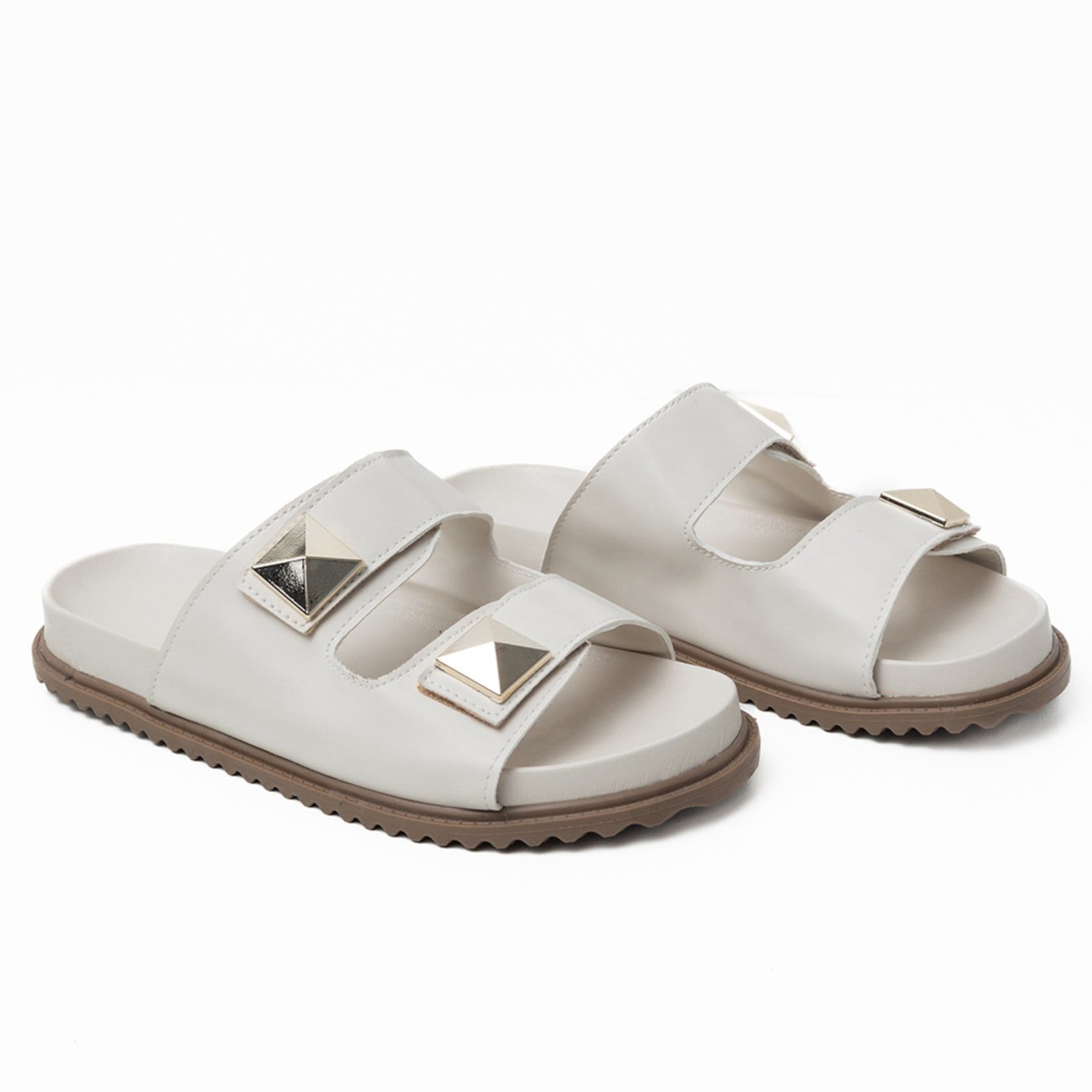 Papete Rasteira Sandalia Flat Off White