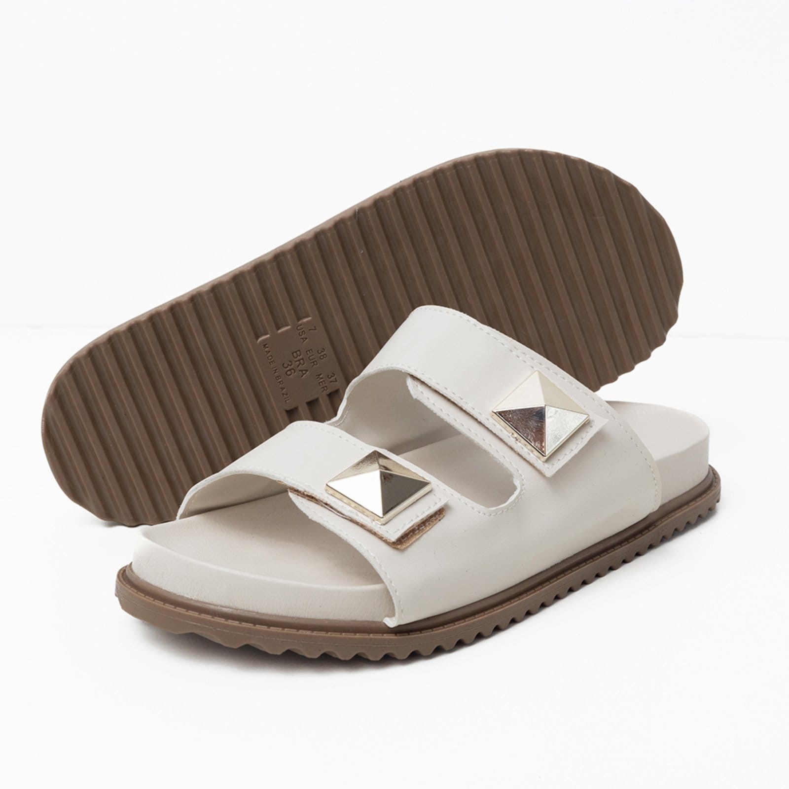 Vista 2 Papete Rasteira Sandalia Flat Off White TELLINI STORE off-white white