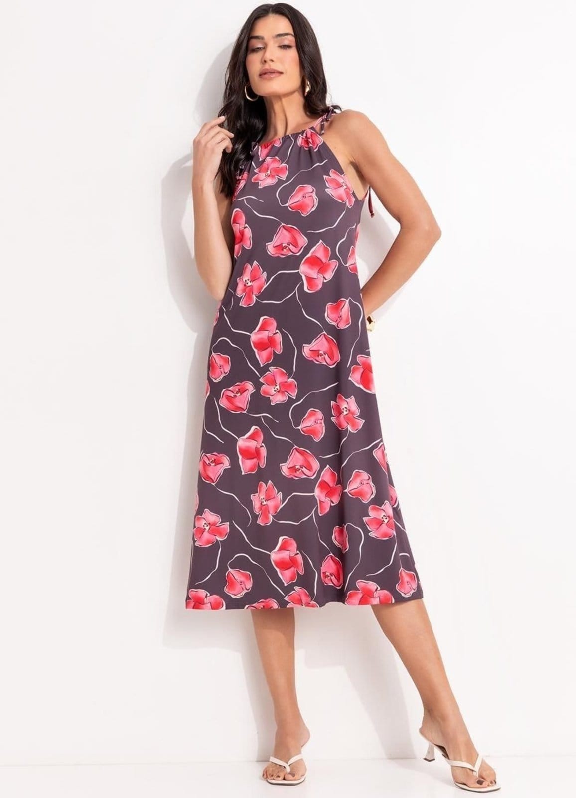 Vestido Em Malha Fria Floral