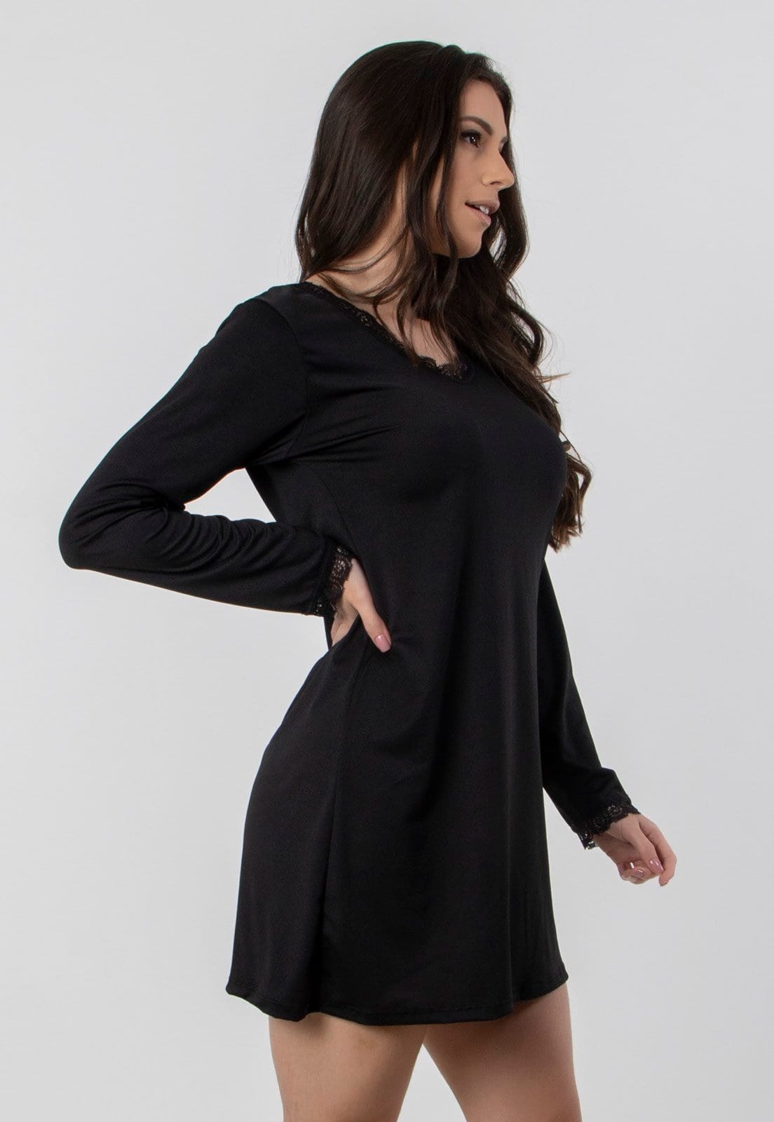 Vista 2 Camisola Diluxo Manga Longa liganete Preta Diluxo preto