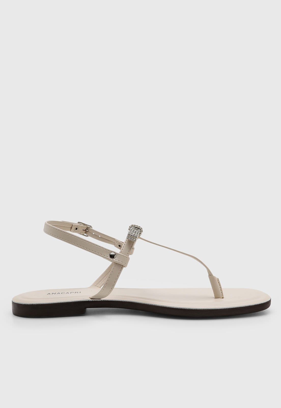 Vista 2 Rasteira Feminina Anacapri Tiras Pedraria Off-White Anacapri off-white white