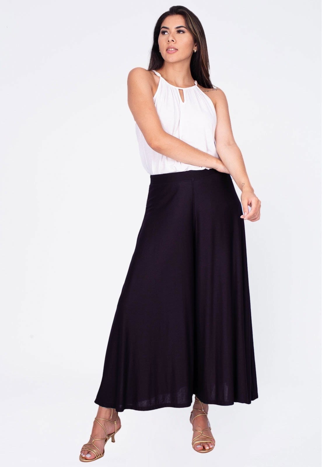 Calça Amazonia Vital Pantacourt Saia Malha Macaúba Preta