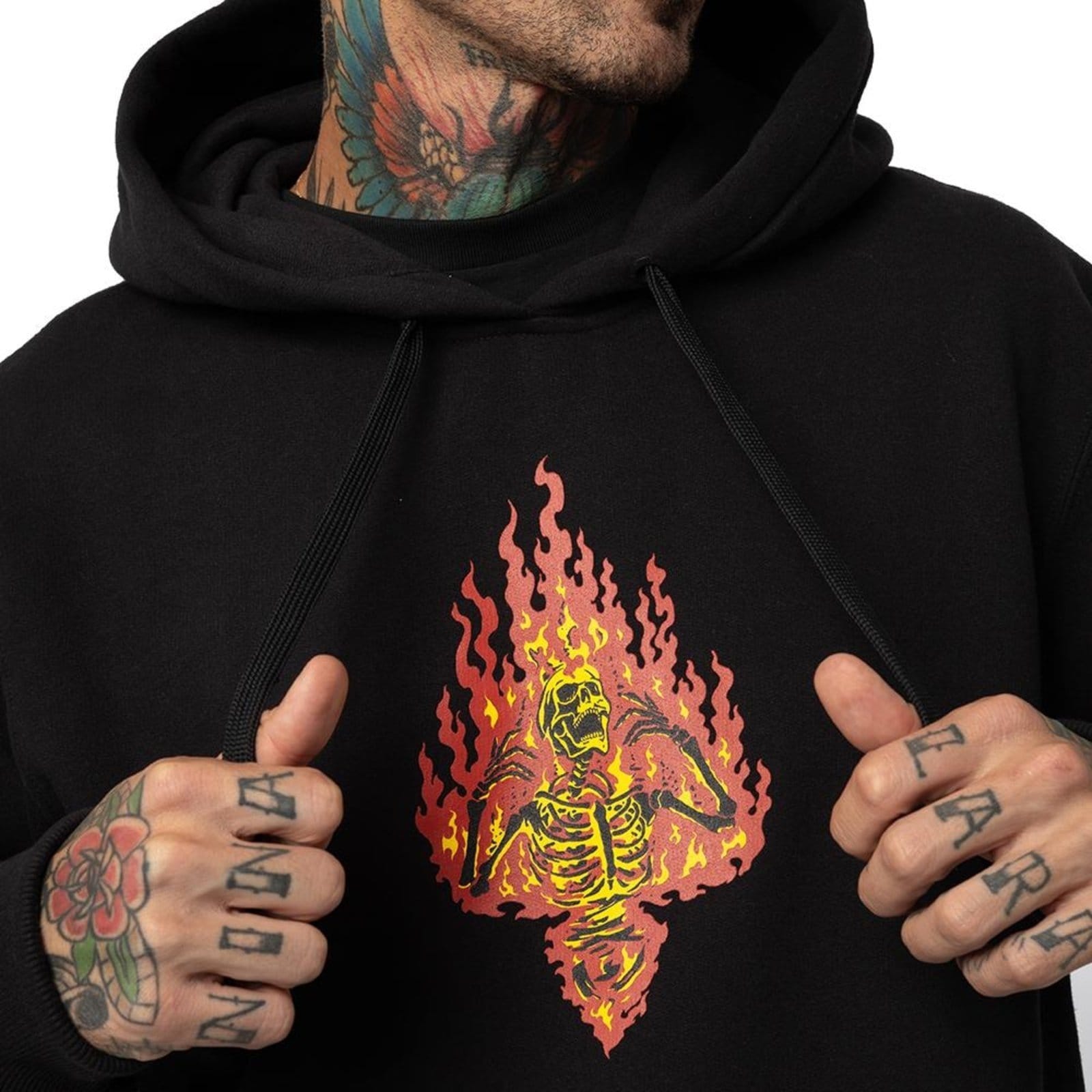 Vista 2 Moletom MCD Canguru Fechado Labaredas WT25 Masculino MCD preto