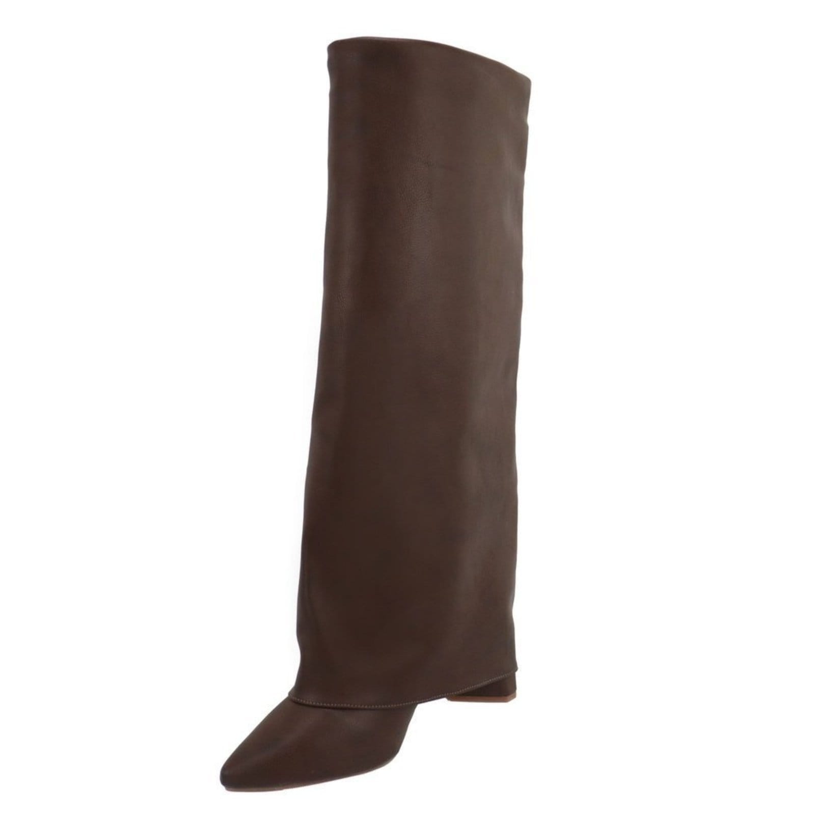Vista 2 Bota Capa Em Napa Salto Geométrico 23017 Napa Café Flor da Pele marrom