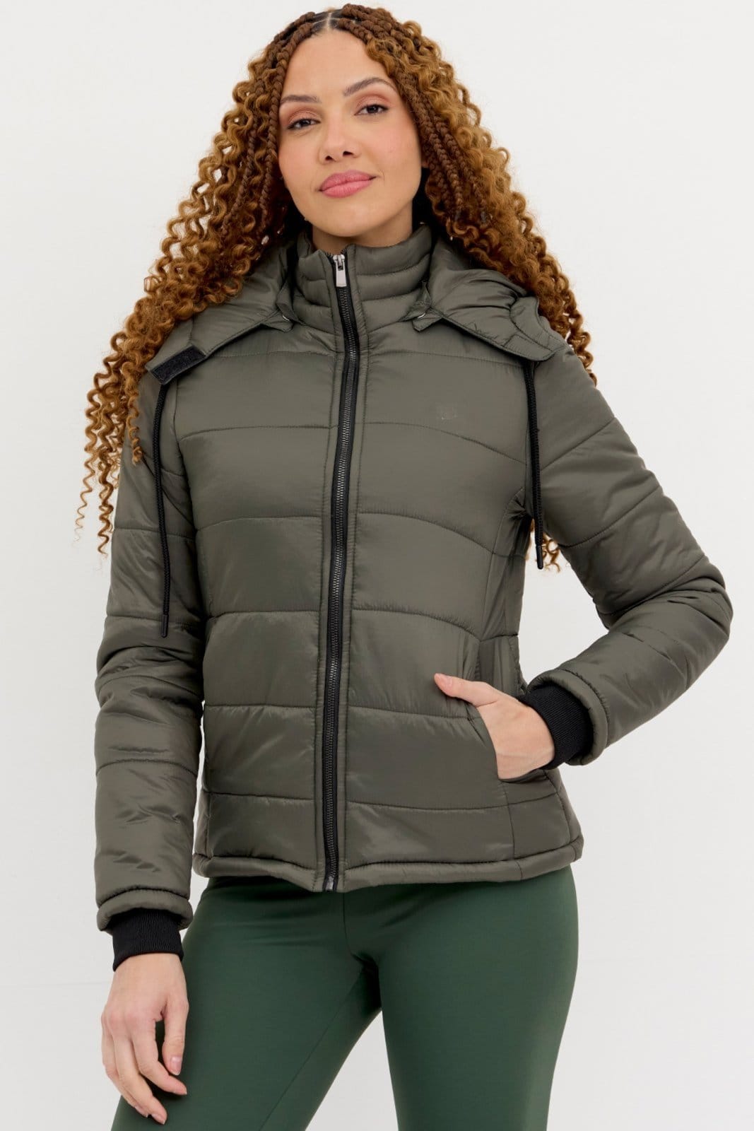 Jaqueta Feminina Forrada Poliamida com Capuz