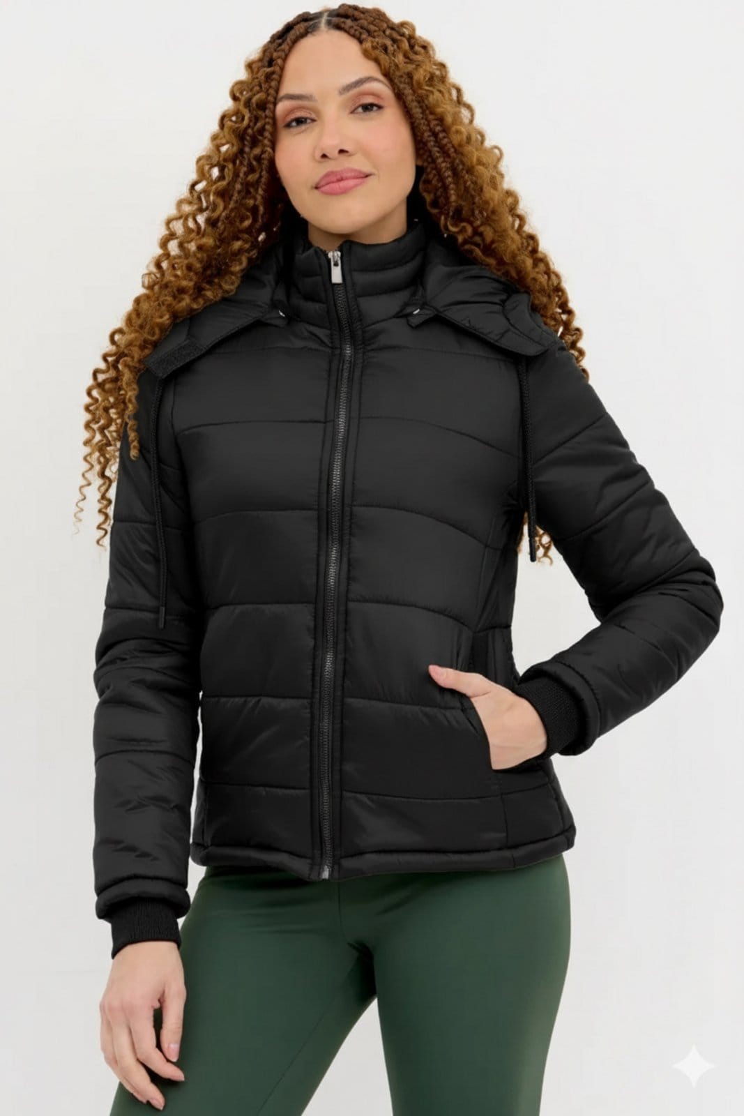 Vista 2 Jaqueta Feminina Forrada Poliamida com Capuz Vida Marinha branco