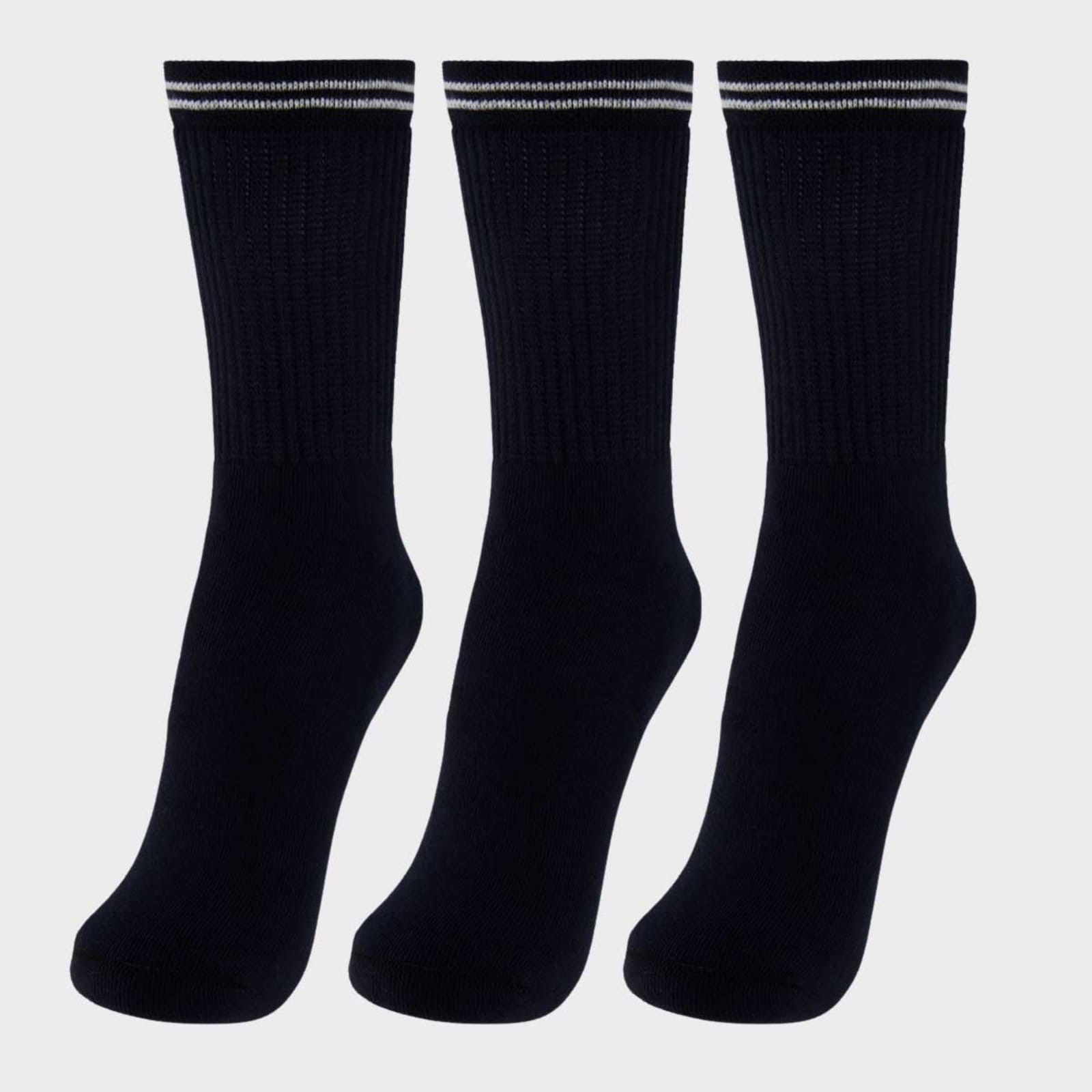 Vista principal Kit Meia Lupo Sport Básica Cano Longo 3 Pares Preta Lupo rosa