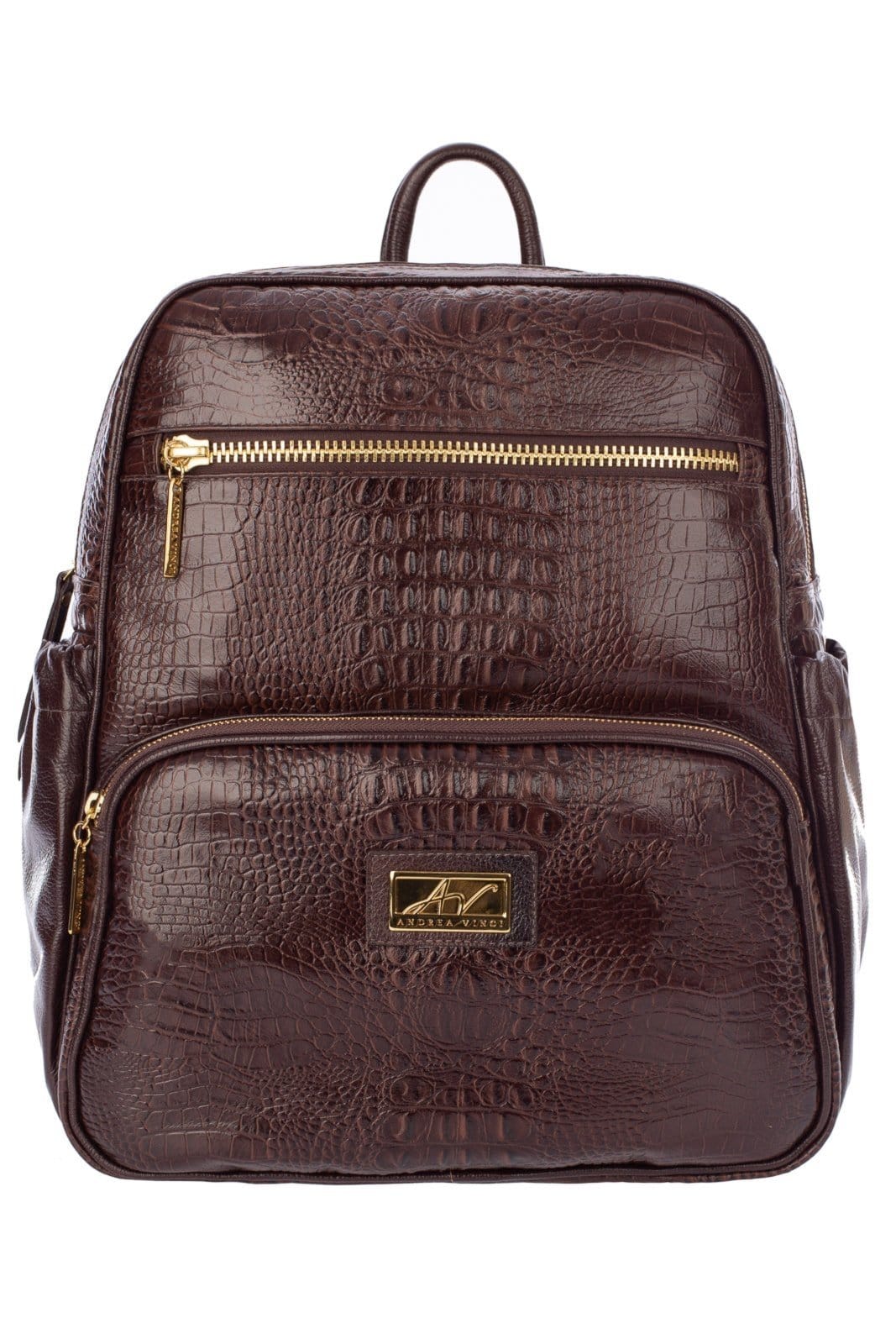 Mochila grande de couro croco Zooey - Café