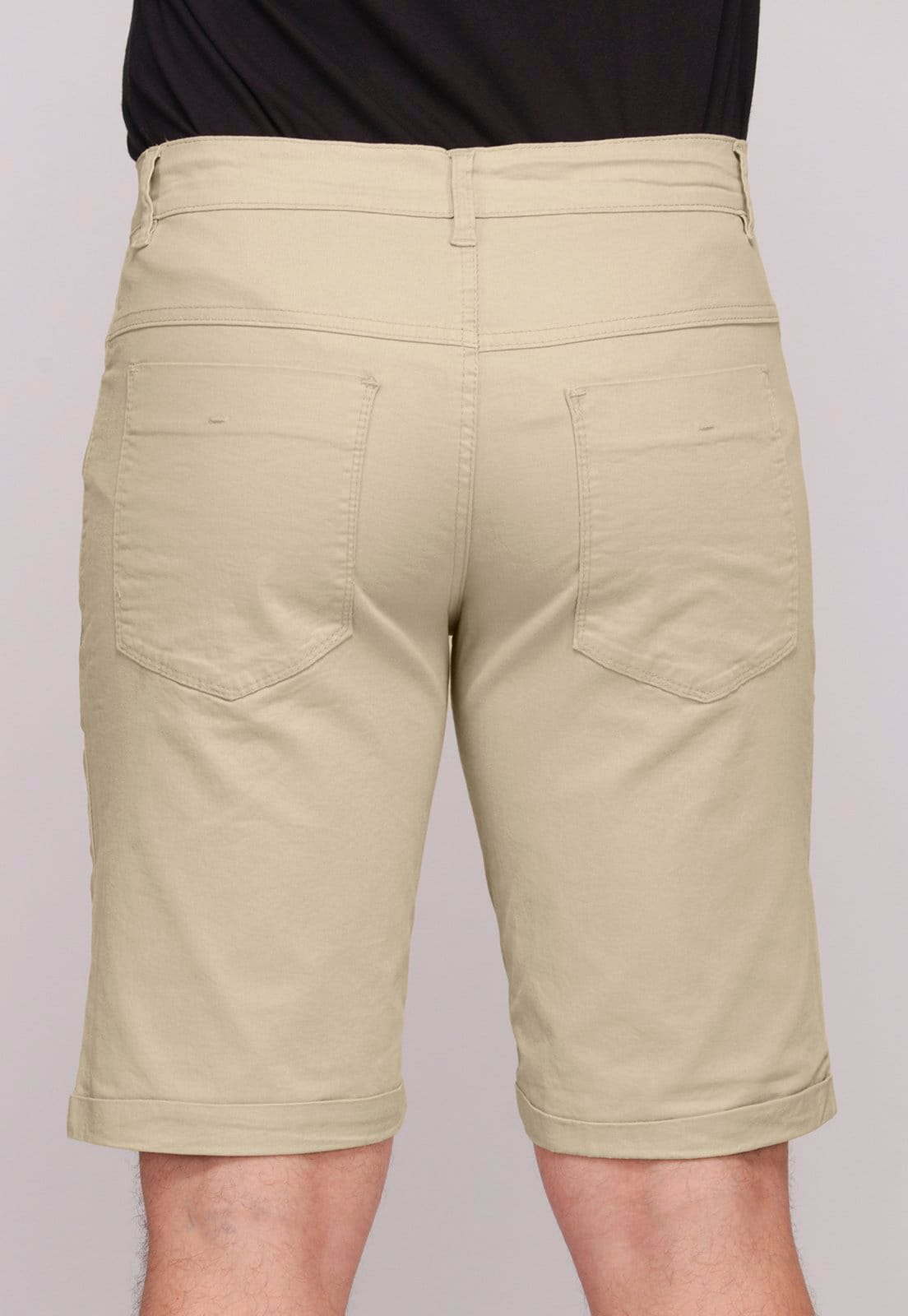 Vista 2 Bermuda Sarja Masculina Basica Elastano Conforto 7918 Macaw bege