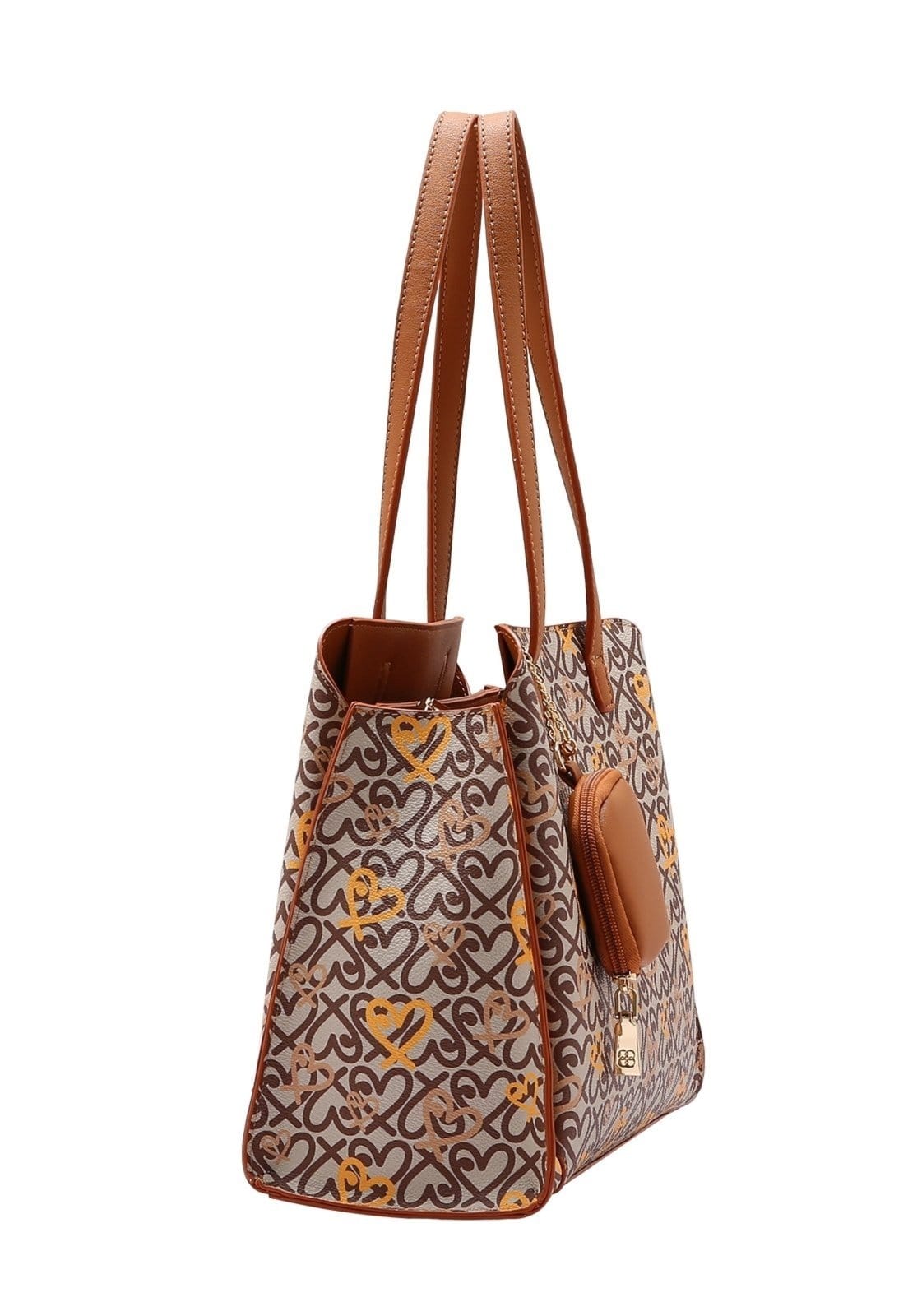 Vista 2 Bolsa Feminina Chenson Original Classic Heart Ombro 3484989 Chenson café