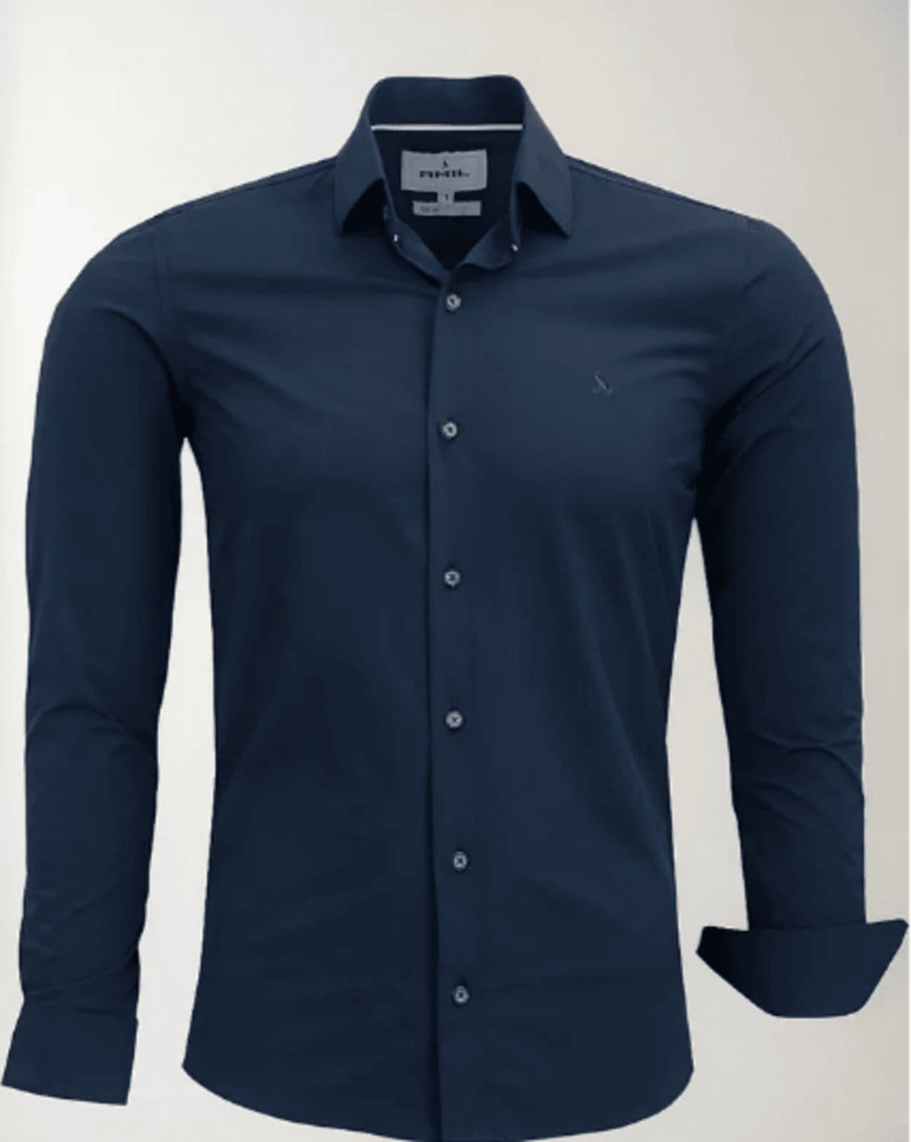 Camisa Social Amil Linked Tecido Poliamida Com Elastano Não Amassa Manga Longa Luxo Marinho