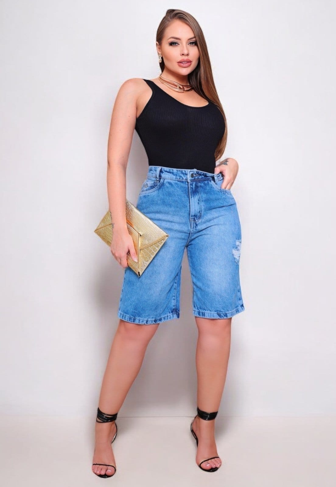 Bermuda Jorts Jeans Feminino