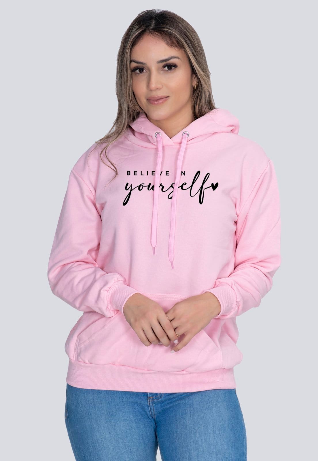 Moletom Feminino Casual Blusa de Frio Believe in Yourself