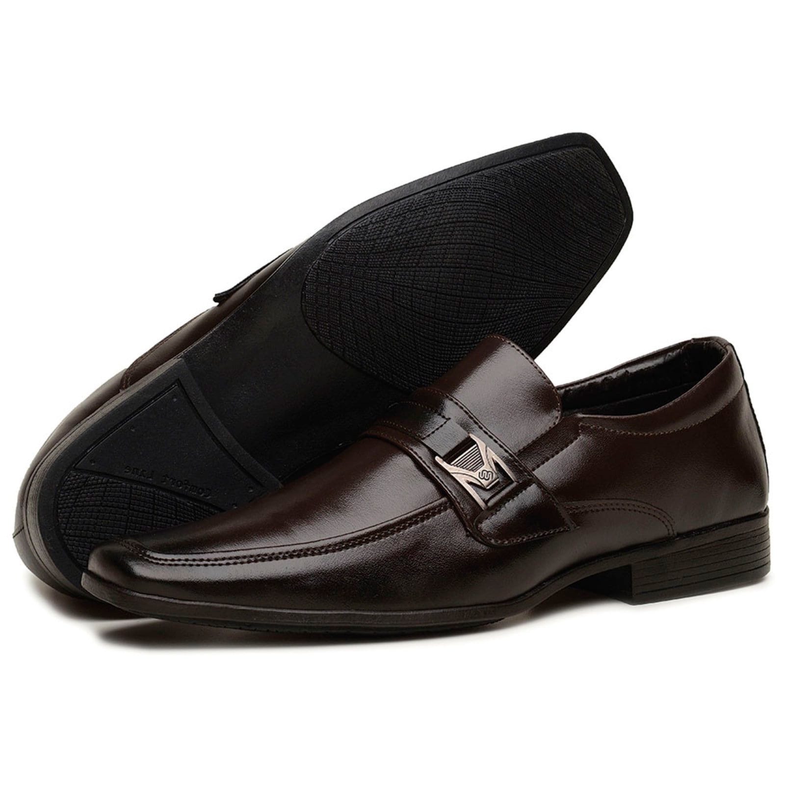 Vista 2 Sapato Social Masculino Bico Fino Confortavel Bia Ramos café