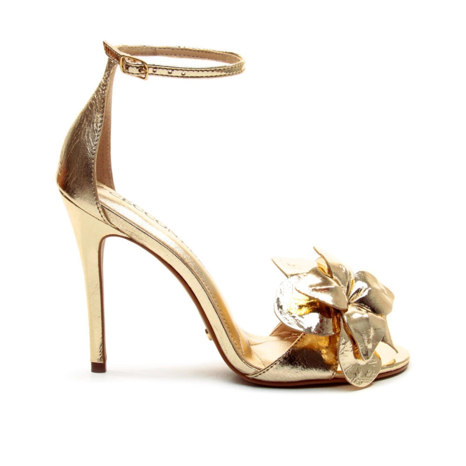 Sandália Couro Ouro Light Salto Alto Cecconello 2844002-2