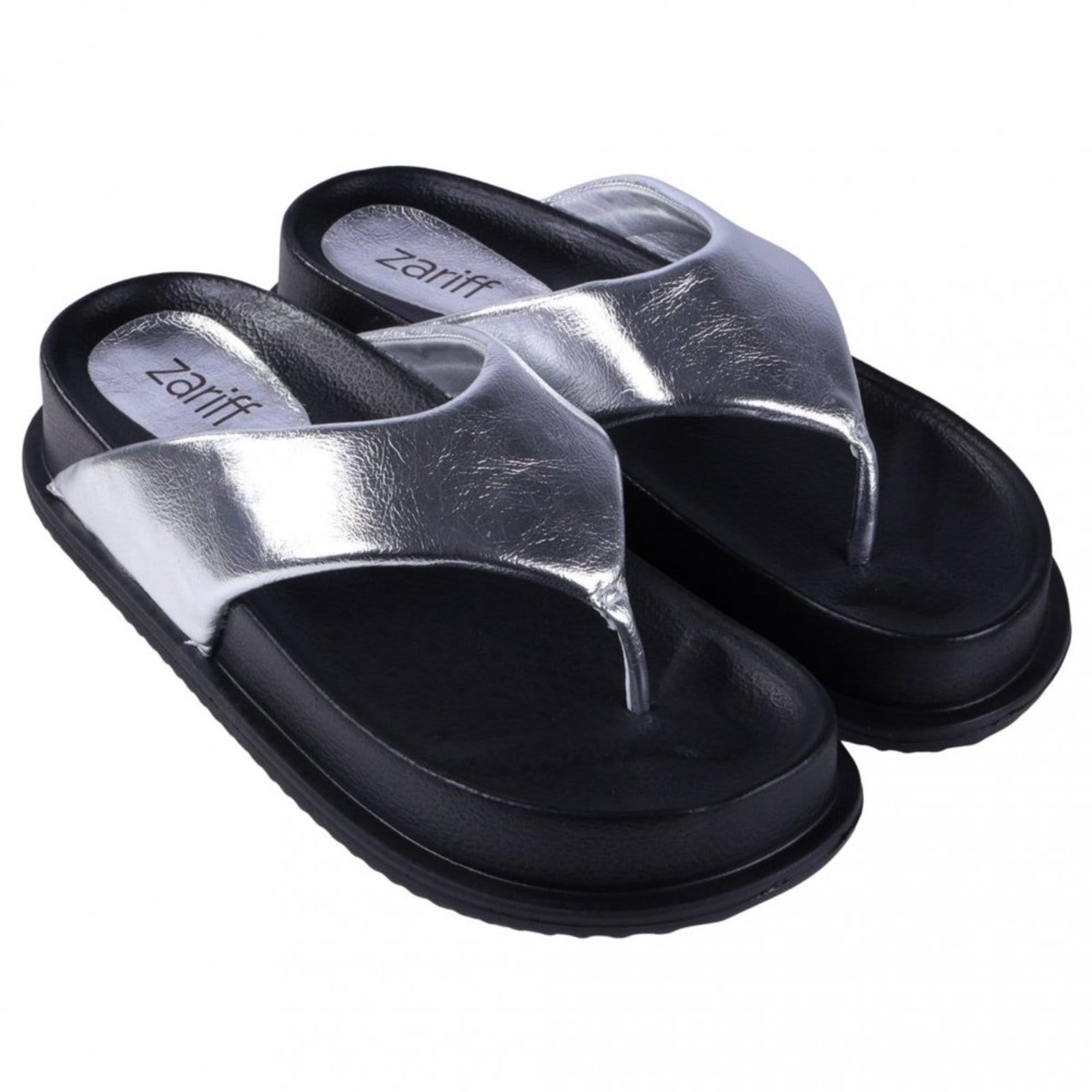 Vista 2 Sandália Papete Feminina Zariff 1550030252 Zariff Zariff prata