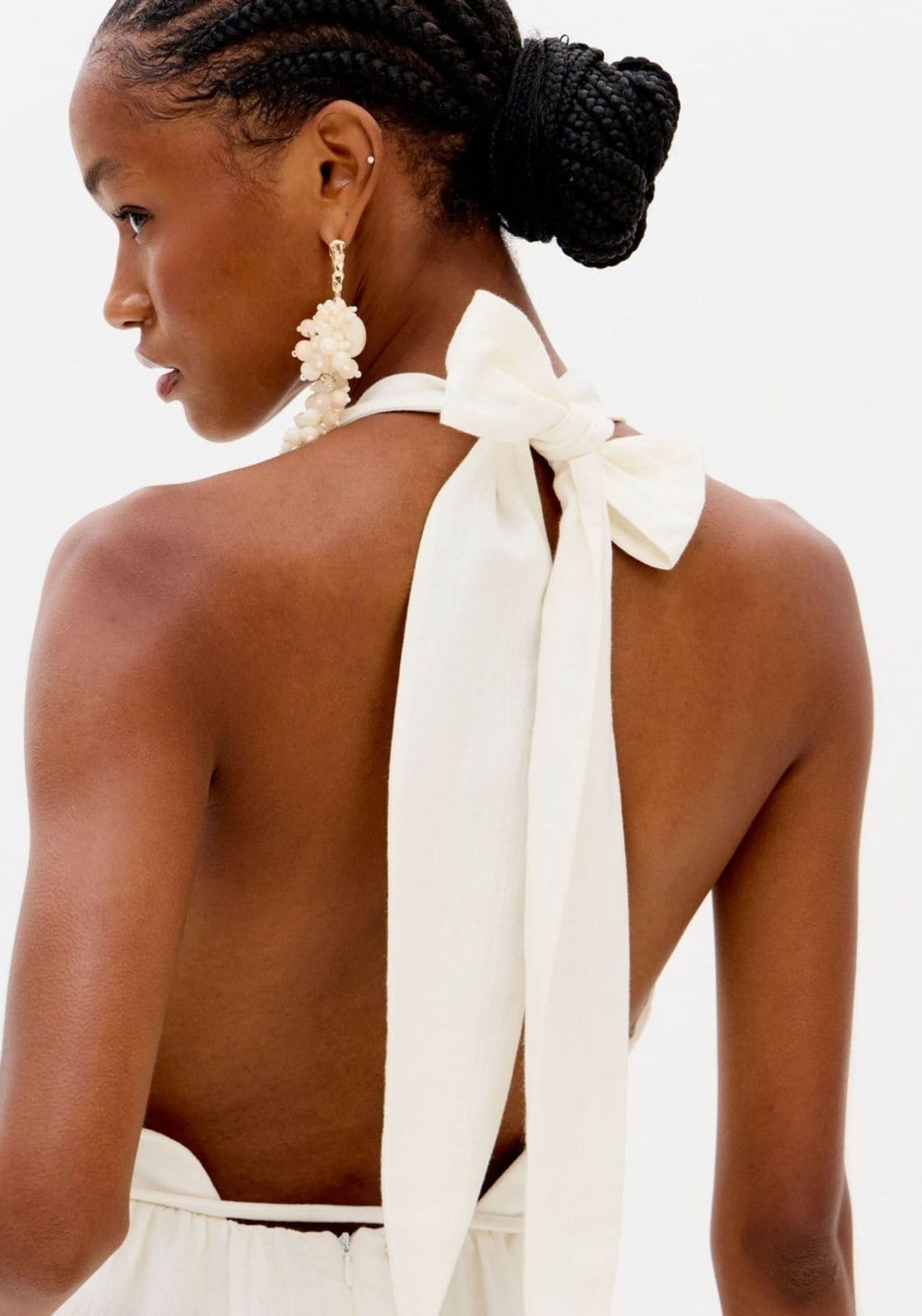 Vista 2 Vestido Super Midi Frente Única Com Linho Lança Perfume preto