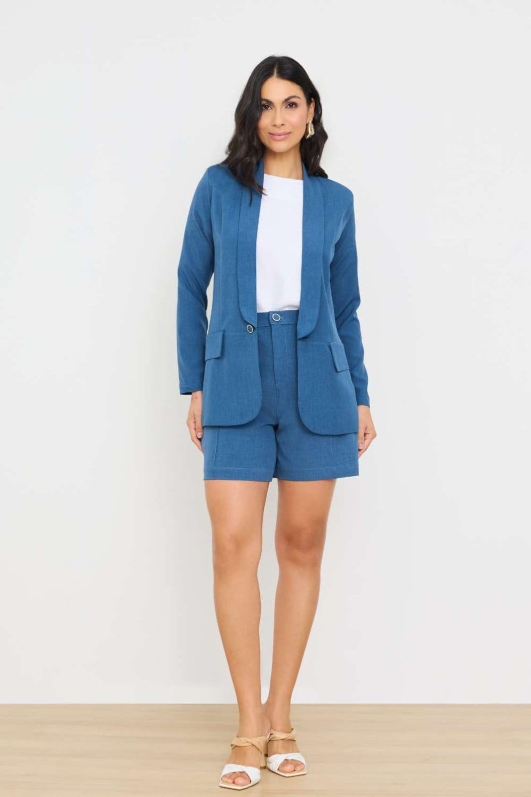 Vista 2 Bermuda Vanibele Alfaiataria Claro Vanibele azul