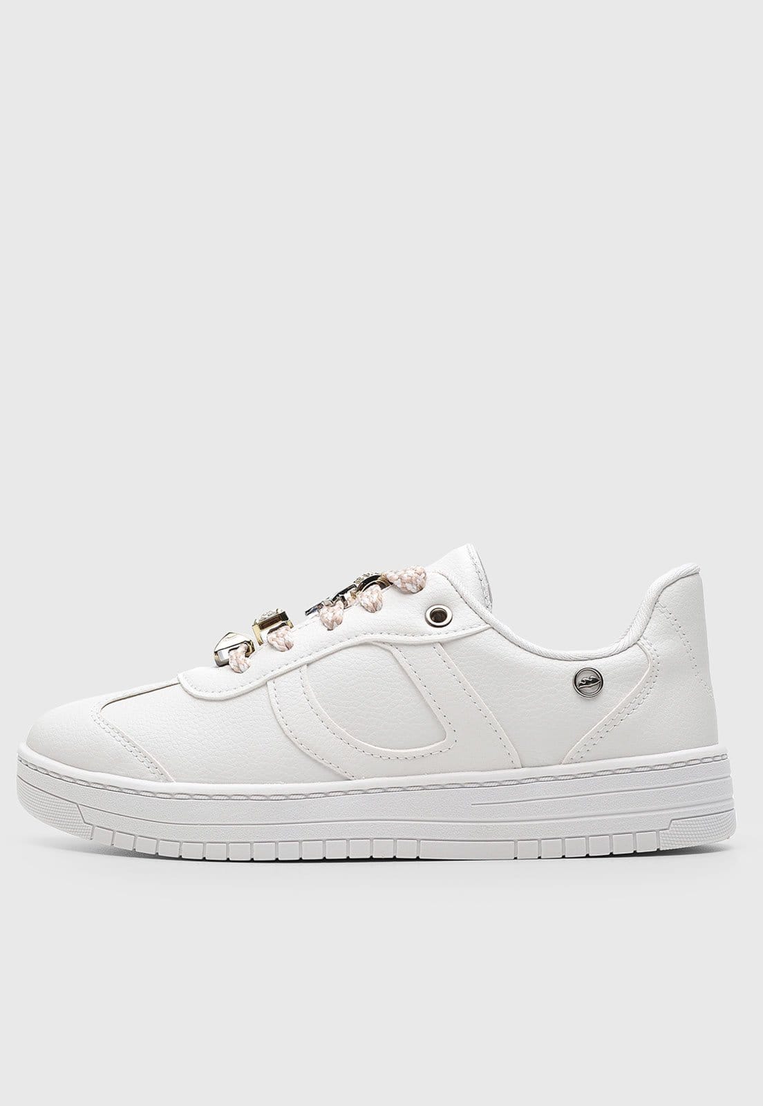 Vista principal Tênis Feminino Dakota Cadarço Detalhe Metalizado Dakota branco