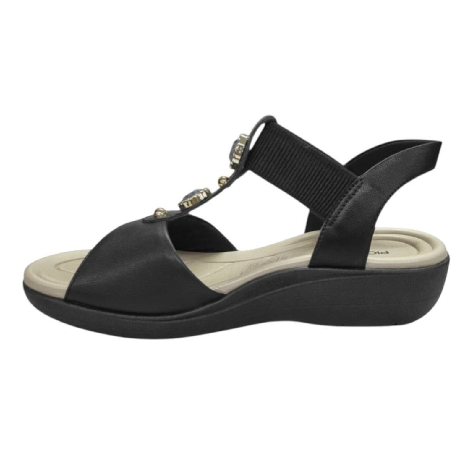 Vista 2 Sandália Piccadilly Camila Salto Anabela Feminino Piccadilly preto