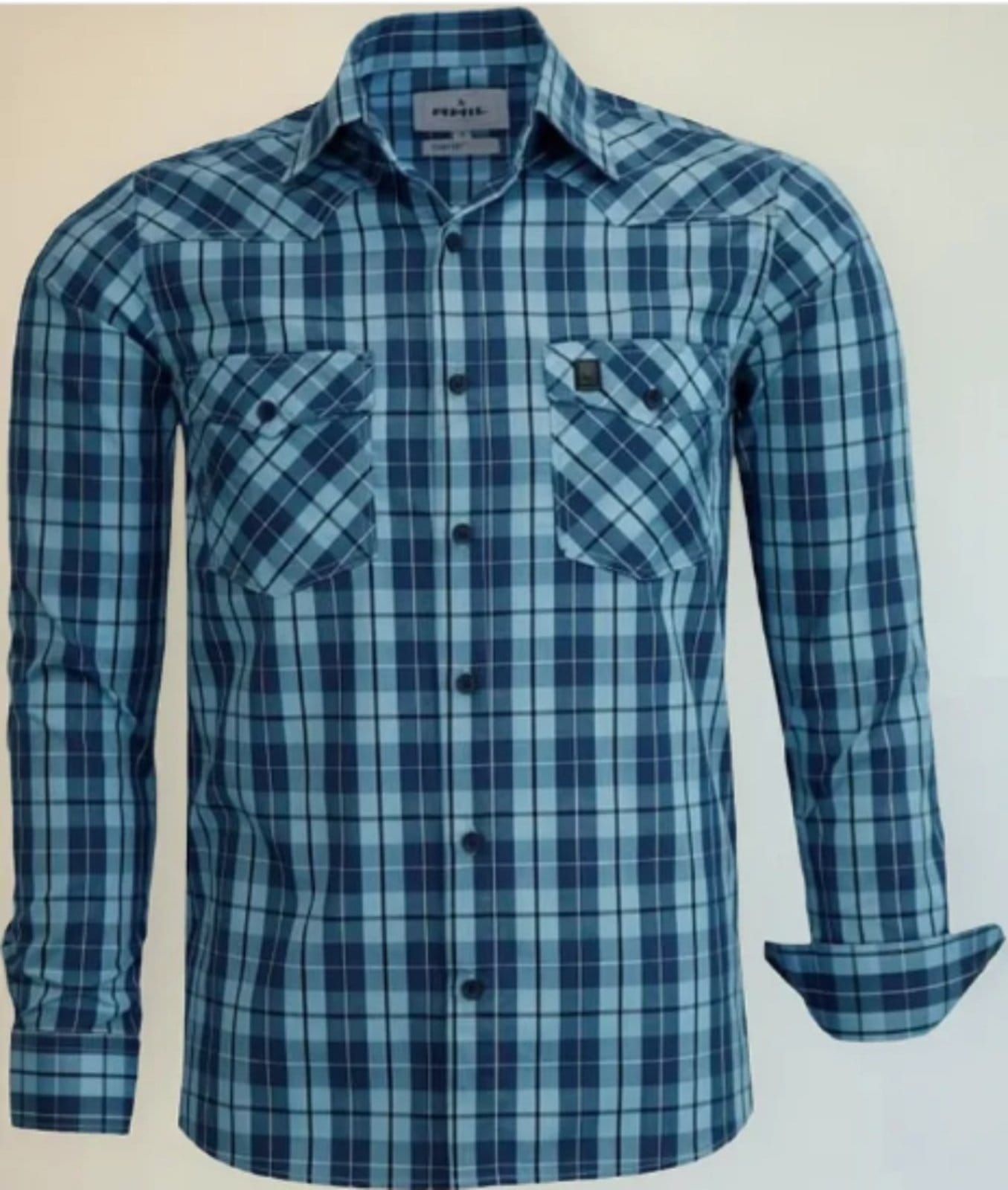 Camisa Casual Xadrez Amil Nori 2 Bolsos Comfort Algodão Manga Longa Luxo Cor08