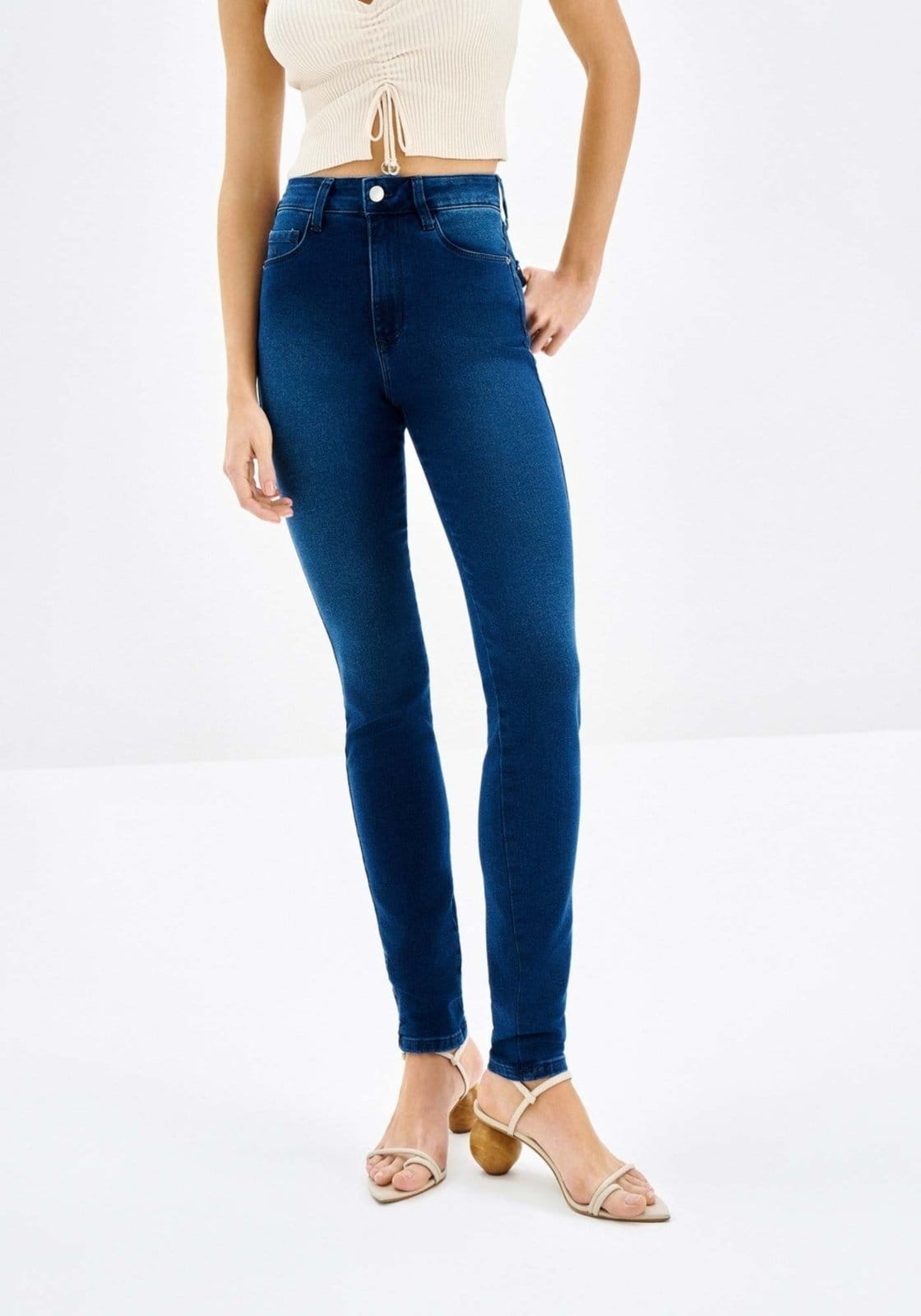 Vista 2 Calça Skinny Cintura Alta com Elasticidade Lez a Lez jeans