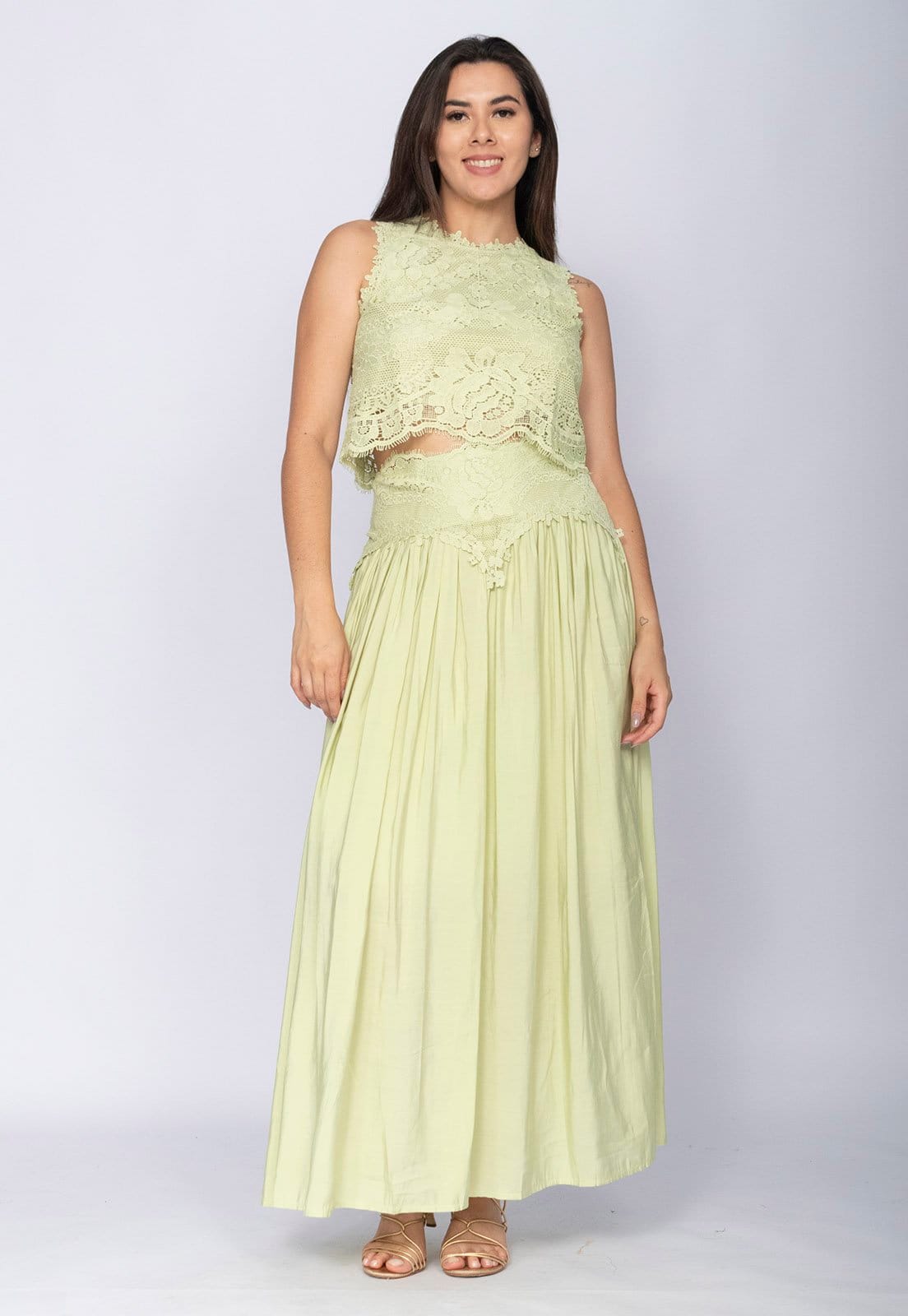 Conjunto Amazonia Vital de Saia e Croped Essência da Mata Renda Capim-Claro - 2